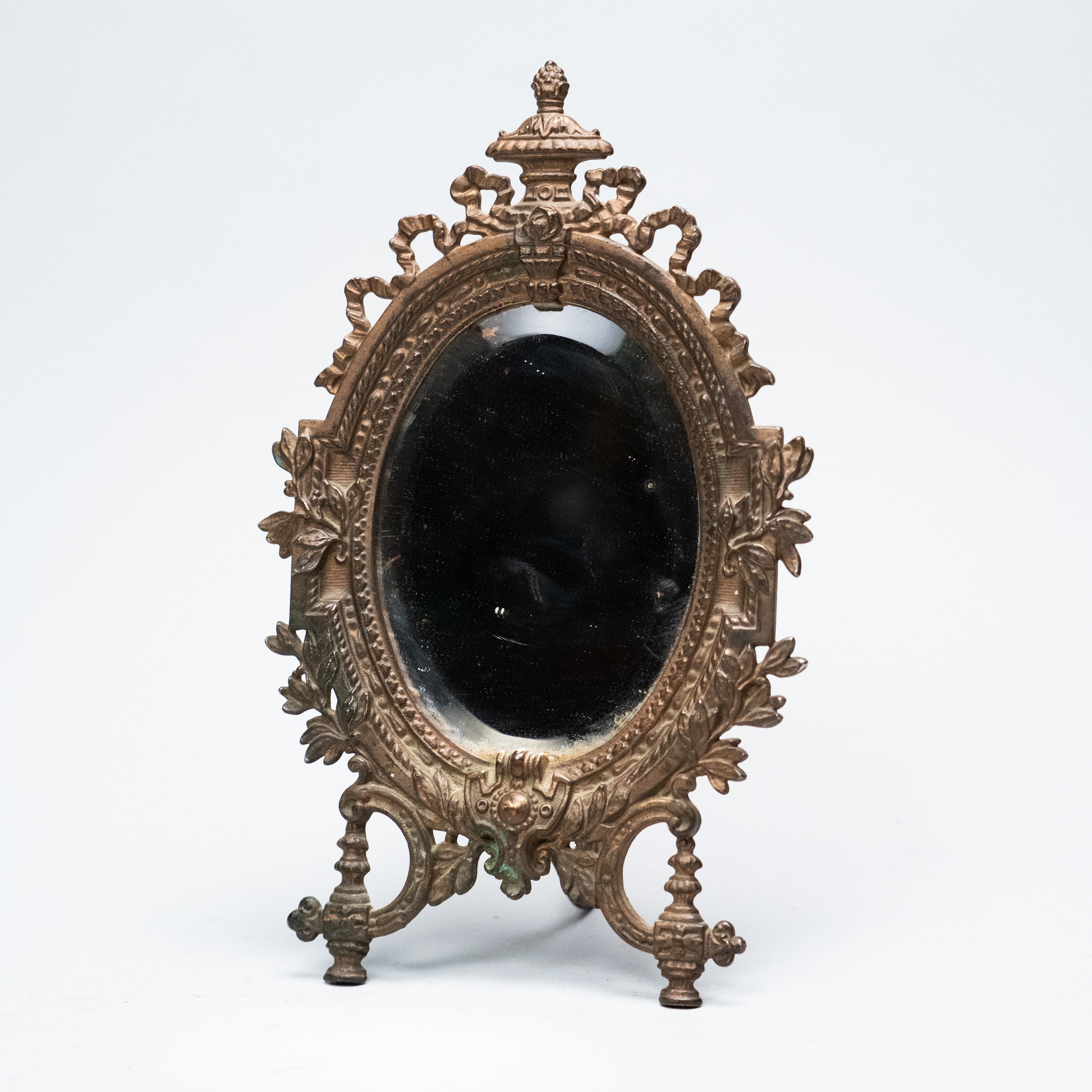 Antique Victorian Ornate Tabletop Mirror – Cast Spelter Vanity Dressing Mirror, c.1880