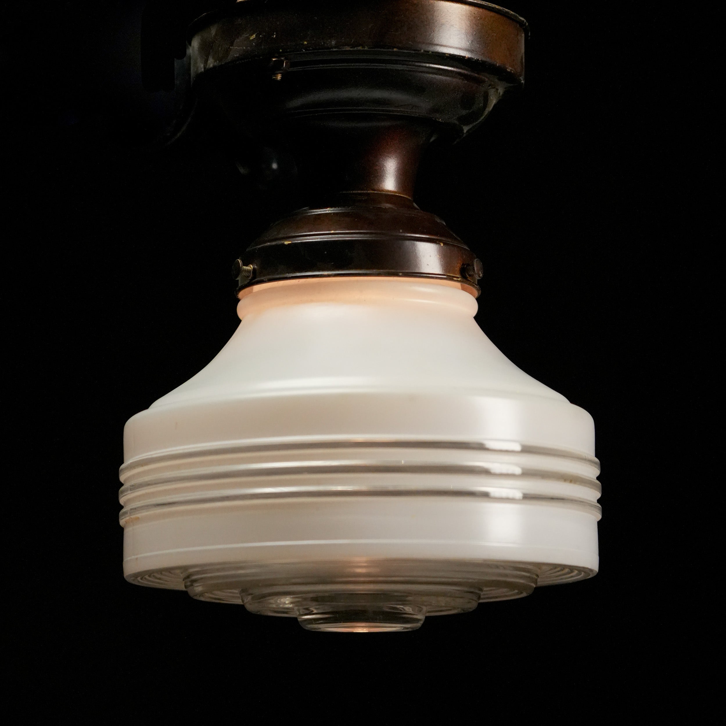 1920 Art Deco Milk Glass Flushmount