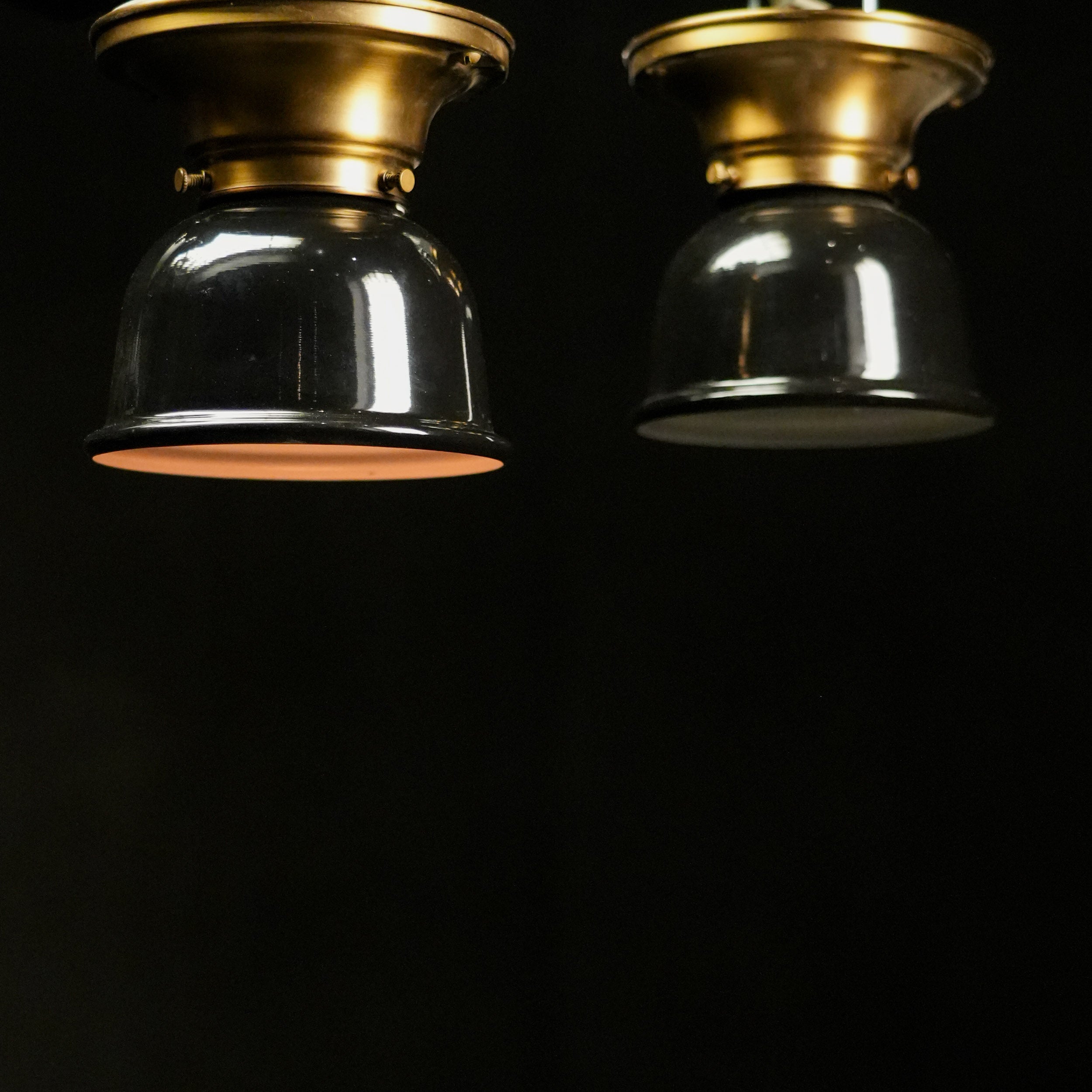 Vintage Enamel Brass Flush Mount Lights