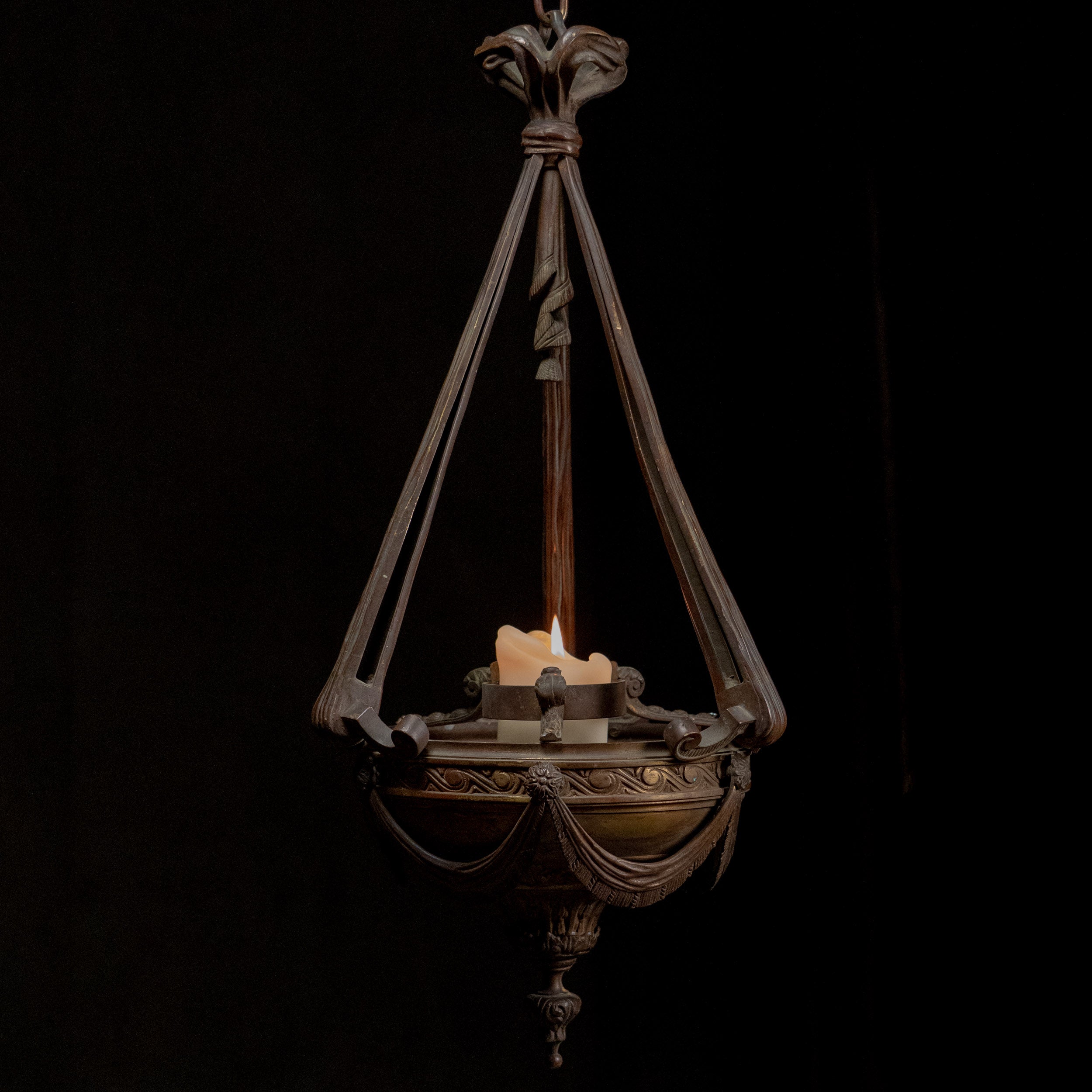 19th Century French Cast Copper Candelabra Chandelier