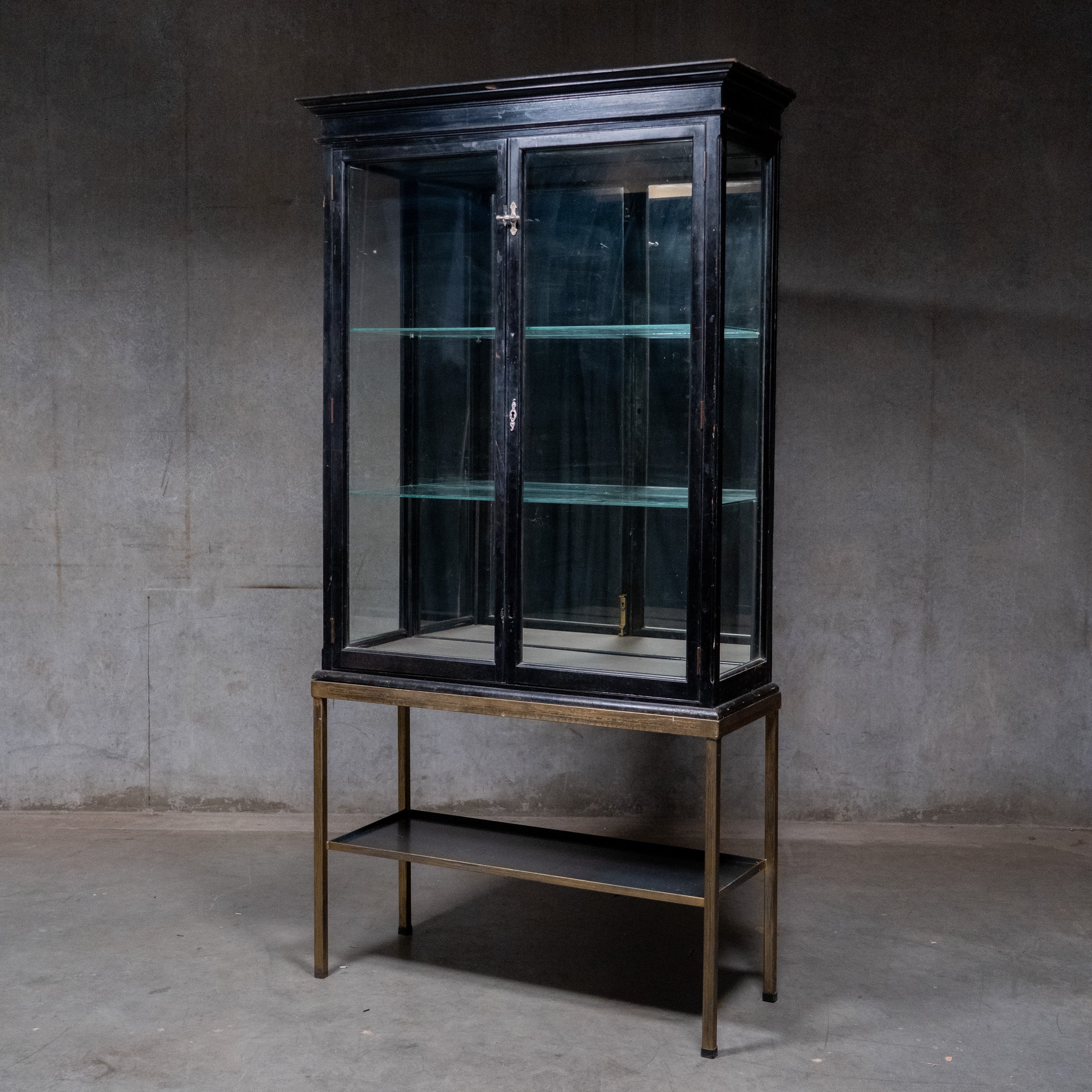 1890 Walnut Ebony Cabinet Display Case