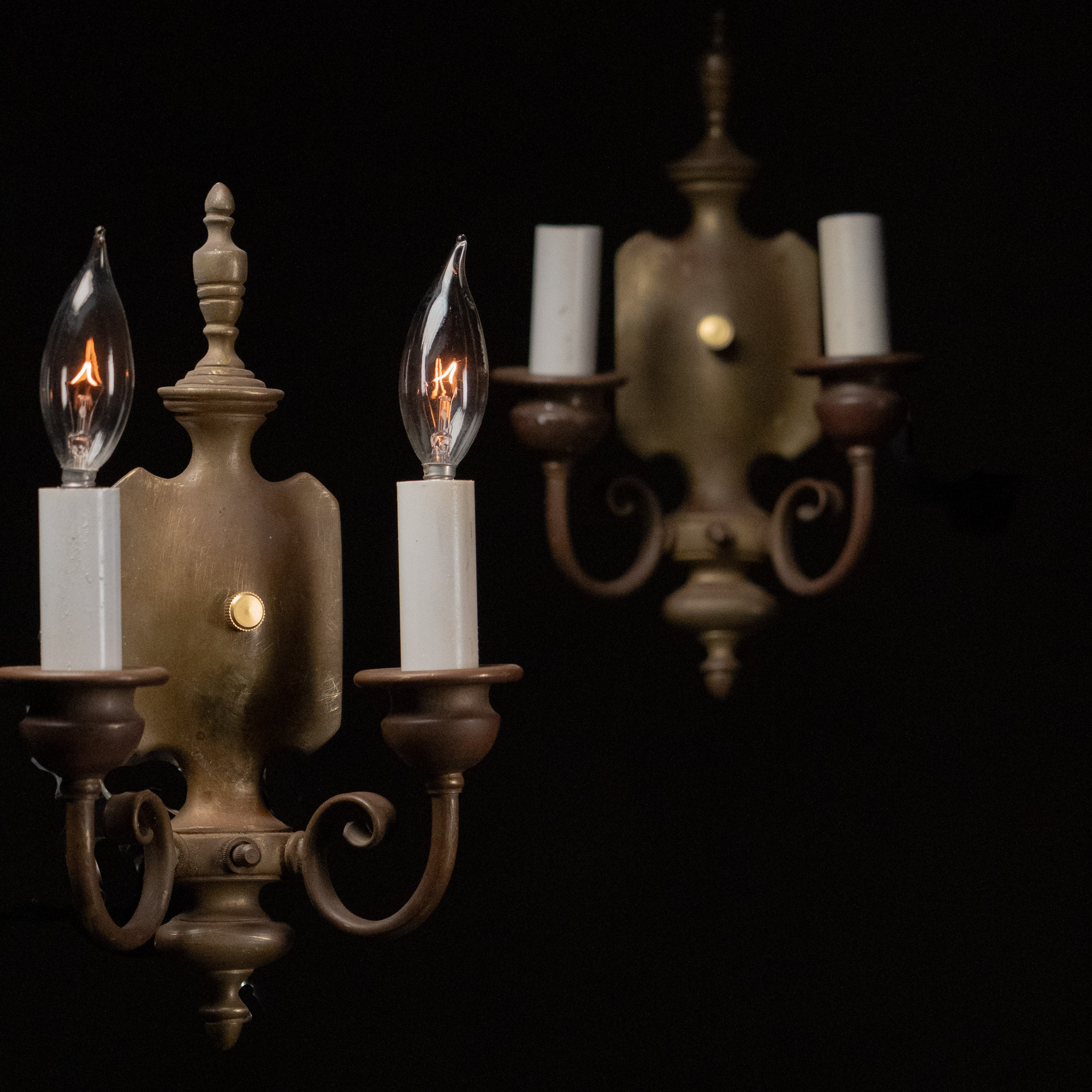 1910 Pair of Brass / Copper Sconce Lights