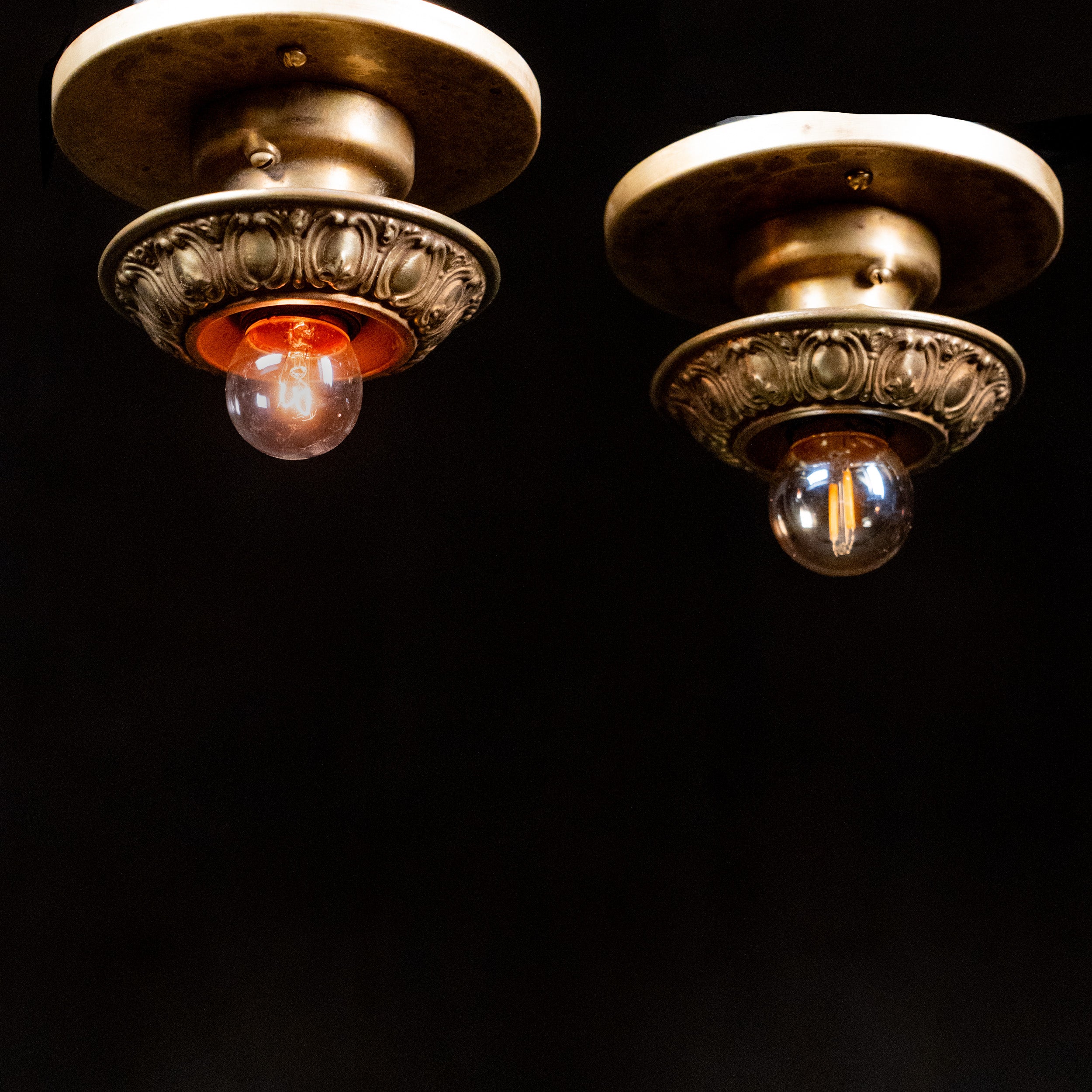 1930 Small Brass Flush Mount Lights