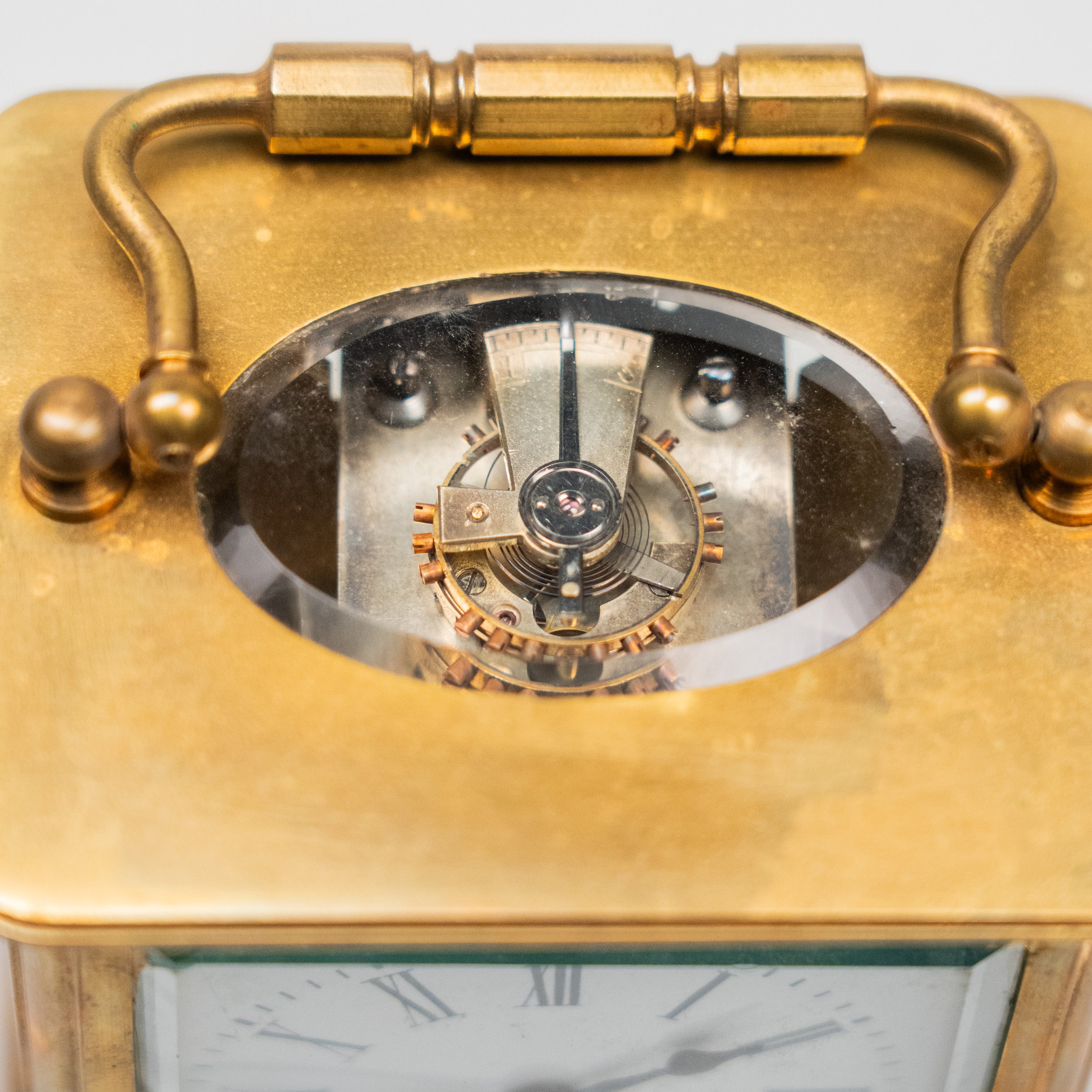 19th Century Victorian English Carriage Travel Clock in Leather Case w