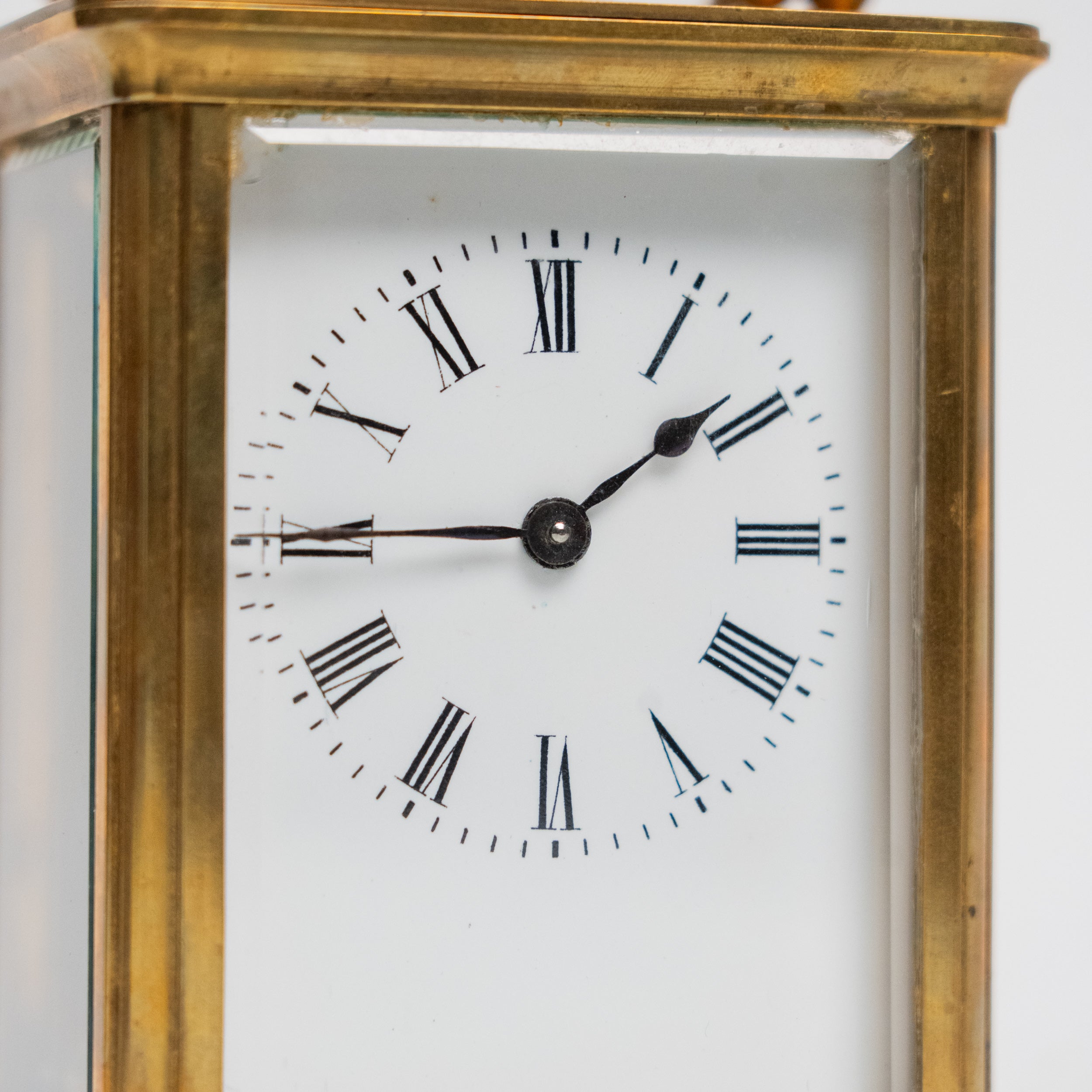 19th Century Victorian English Carriage Travel Clock in Leather Case w