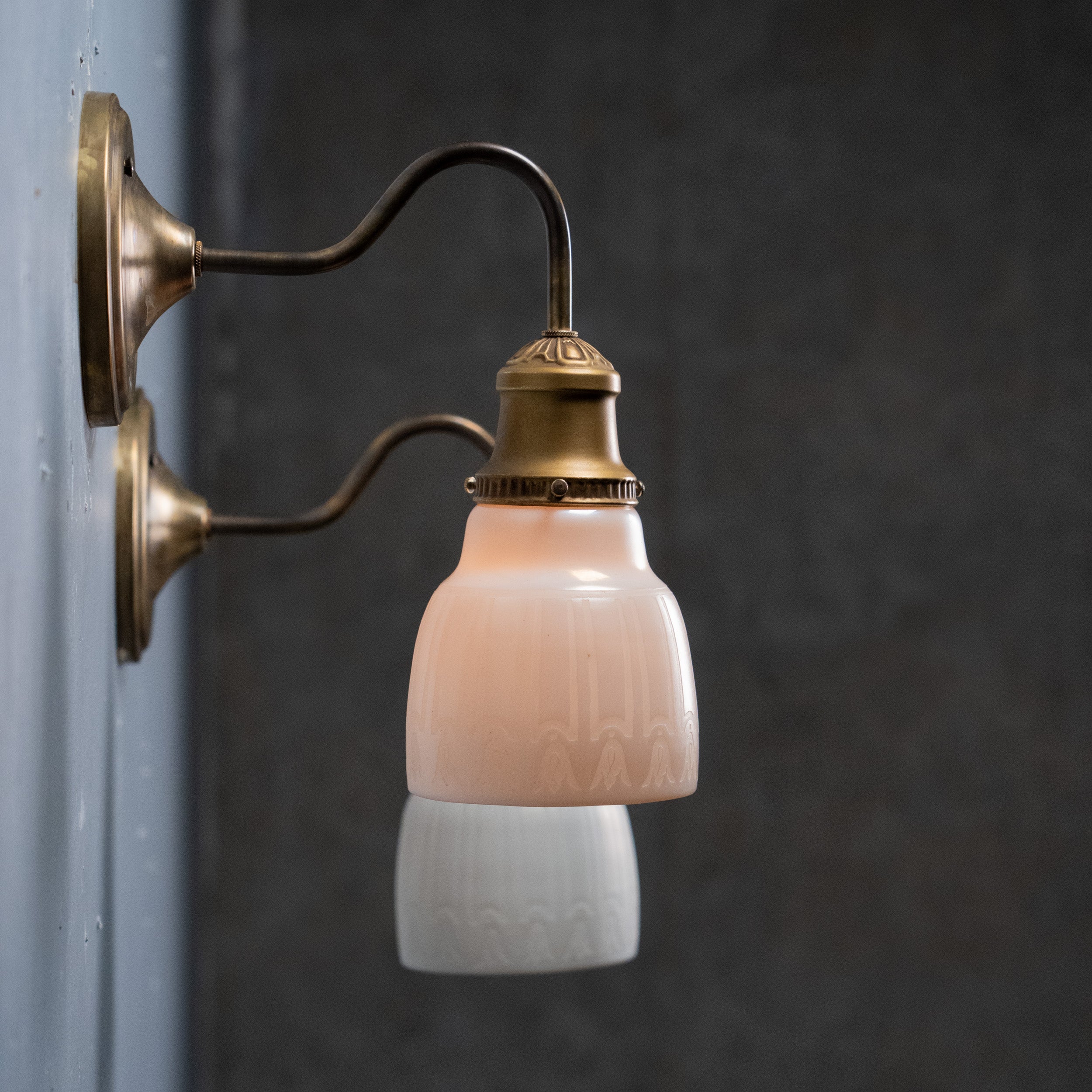 milk glass sconces | Scott Landon Antiques and Interiors.