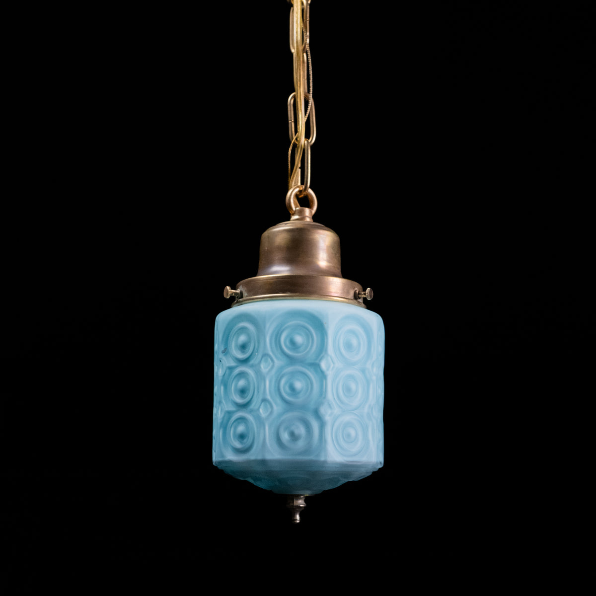 Art Deco Blue Frosted Glass Pendant Ligh | Scott Landon Antiques and Interiors.