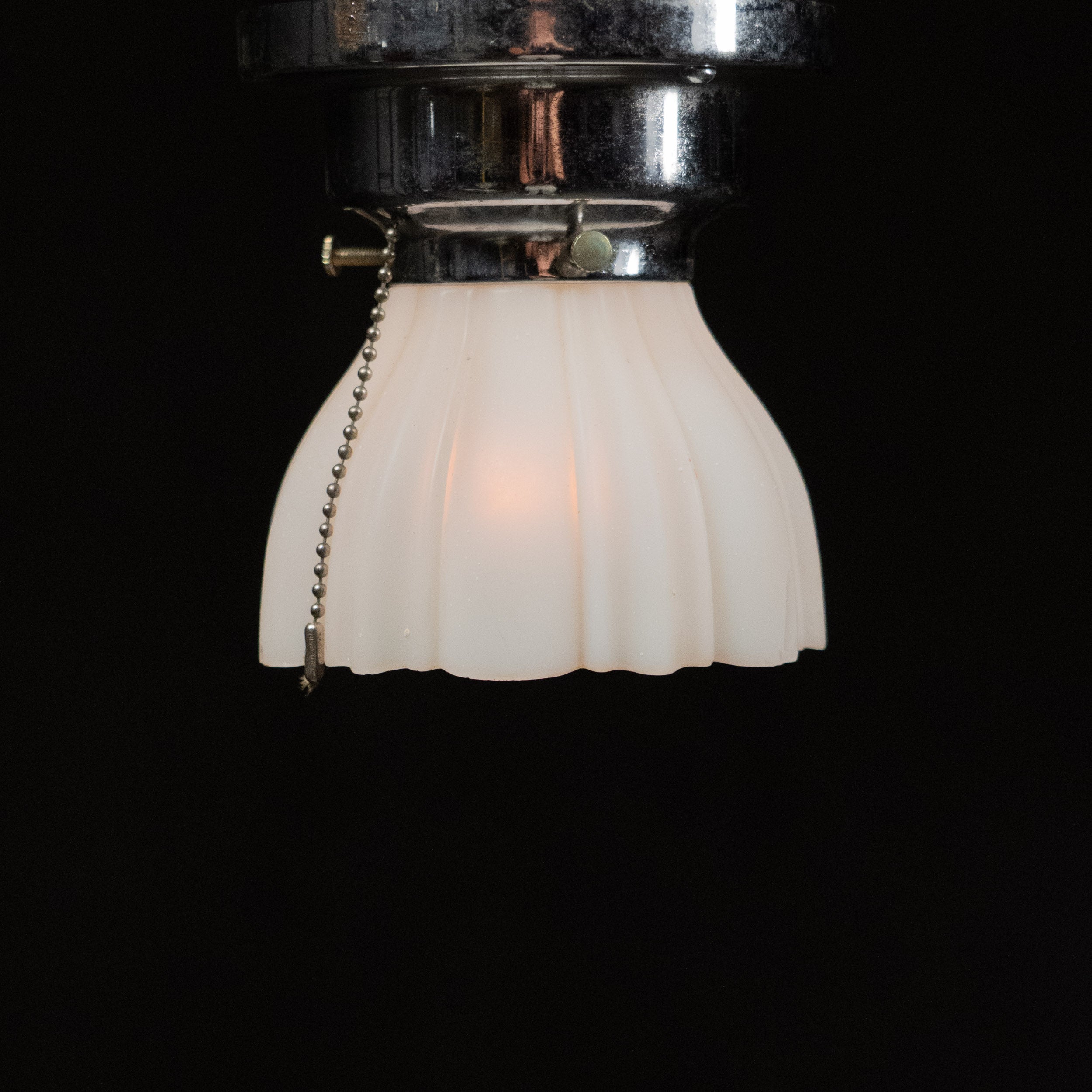 1930 Small Chrome Flush Mount Ceiling Light