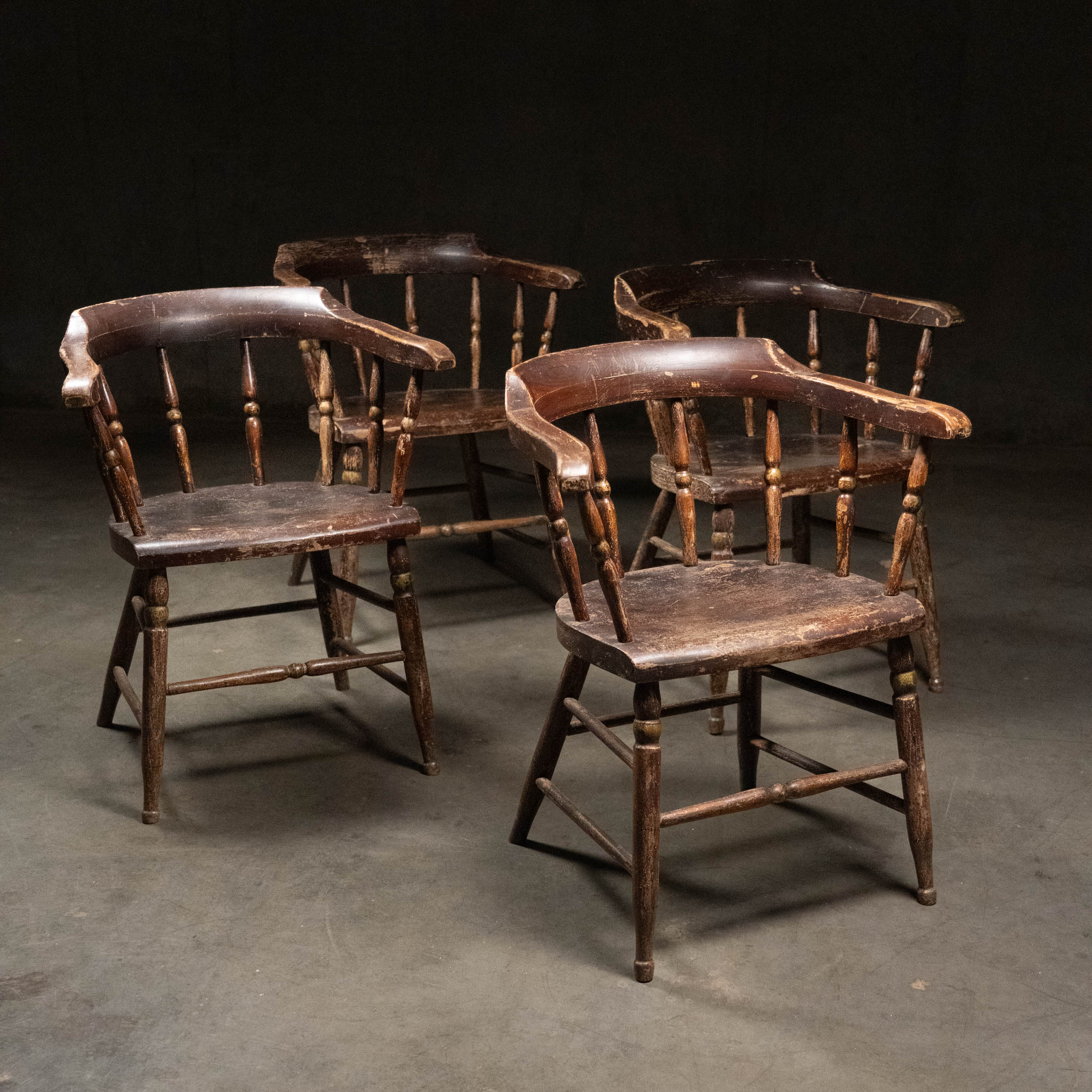 Set of 16 1880 Collar Back Windsor Chairs