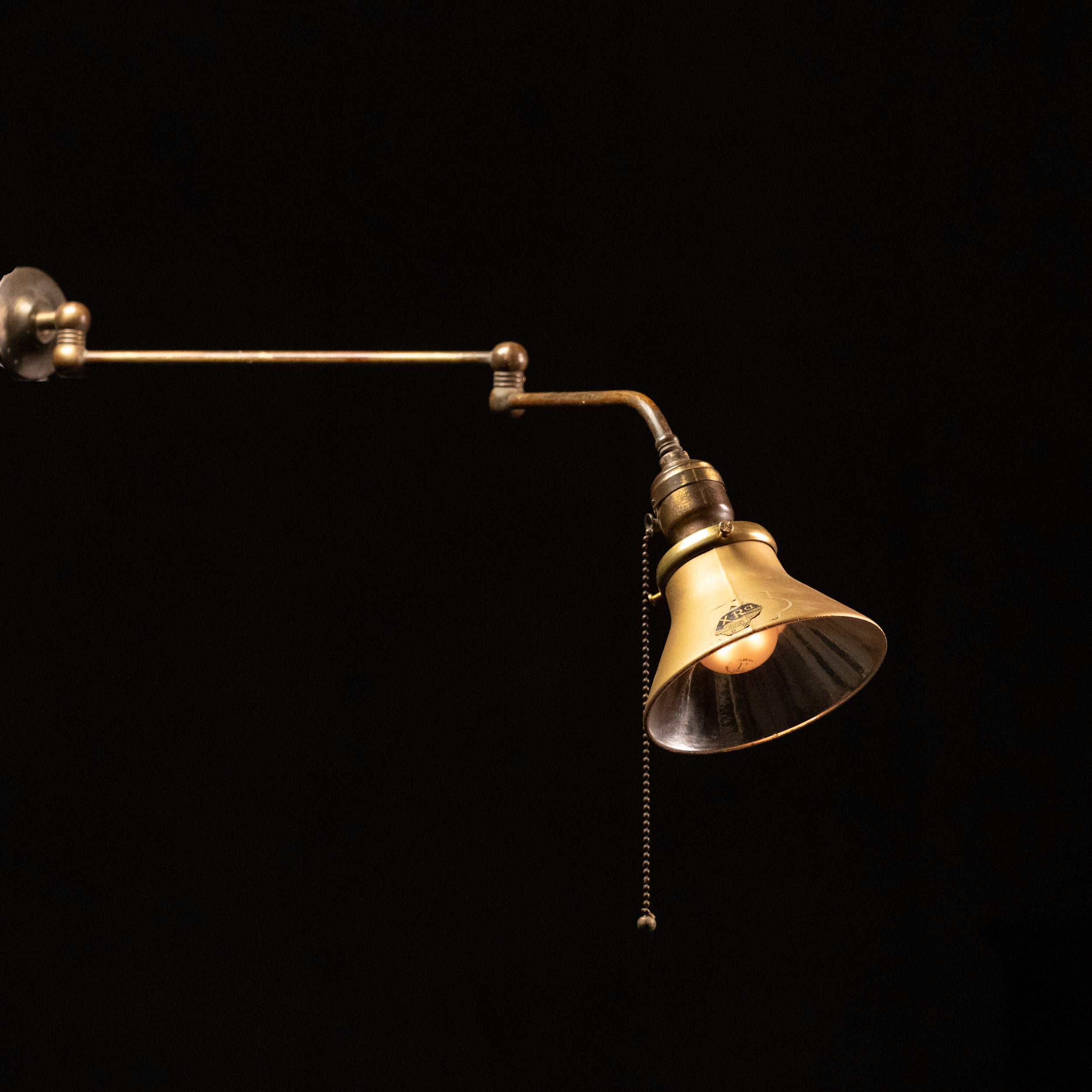 1910 Swing Arm Brass Industrial Task Light / Lamp