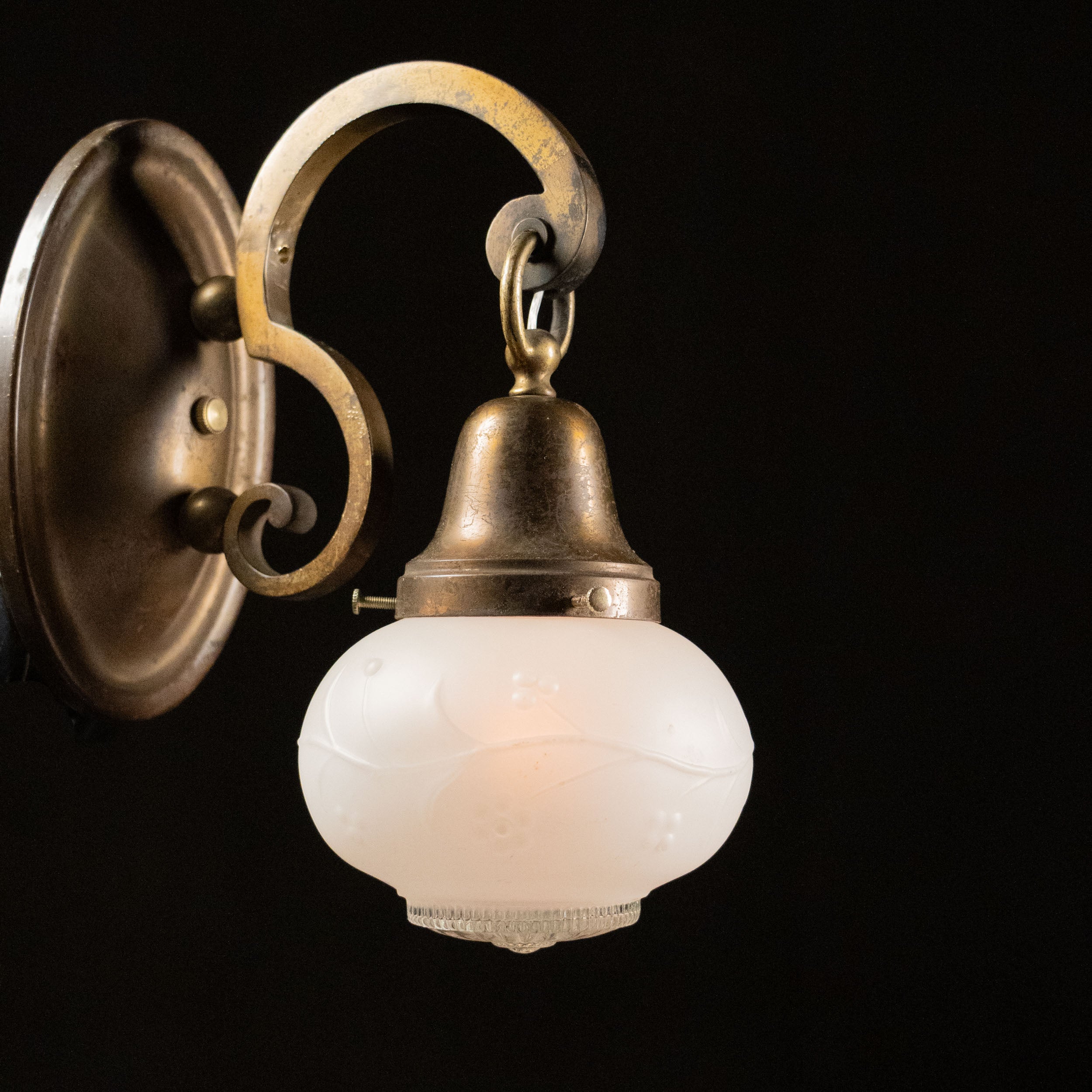 1910 Solid Brass Sconce with Decorative Shade
