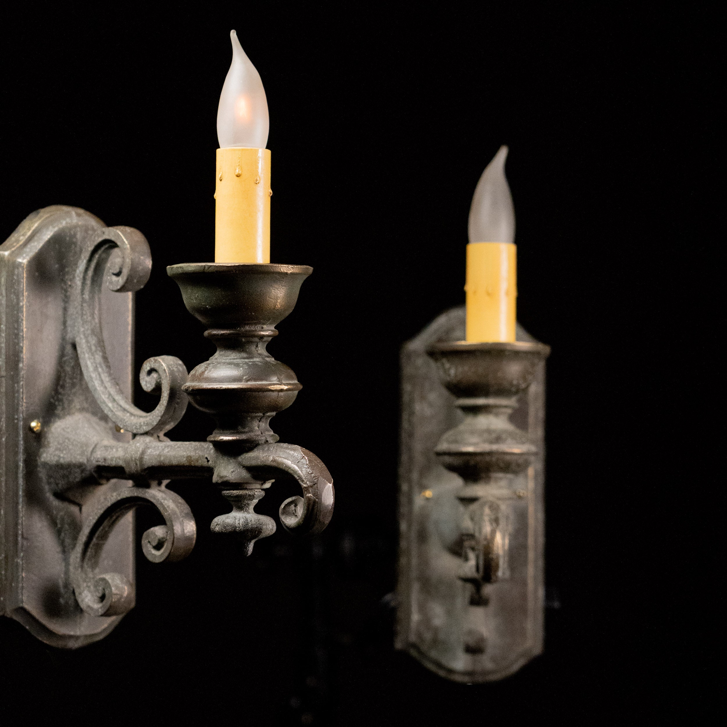 1930 Set of Three Exterior Cast Brass Sconces