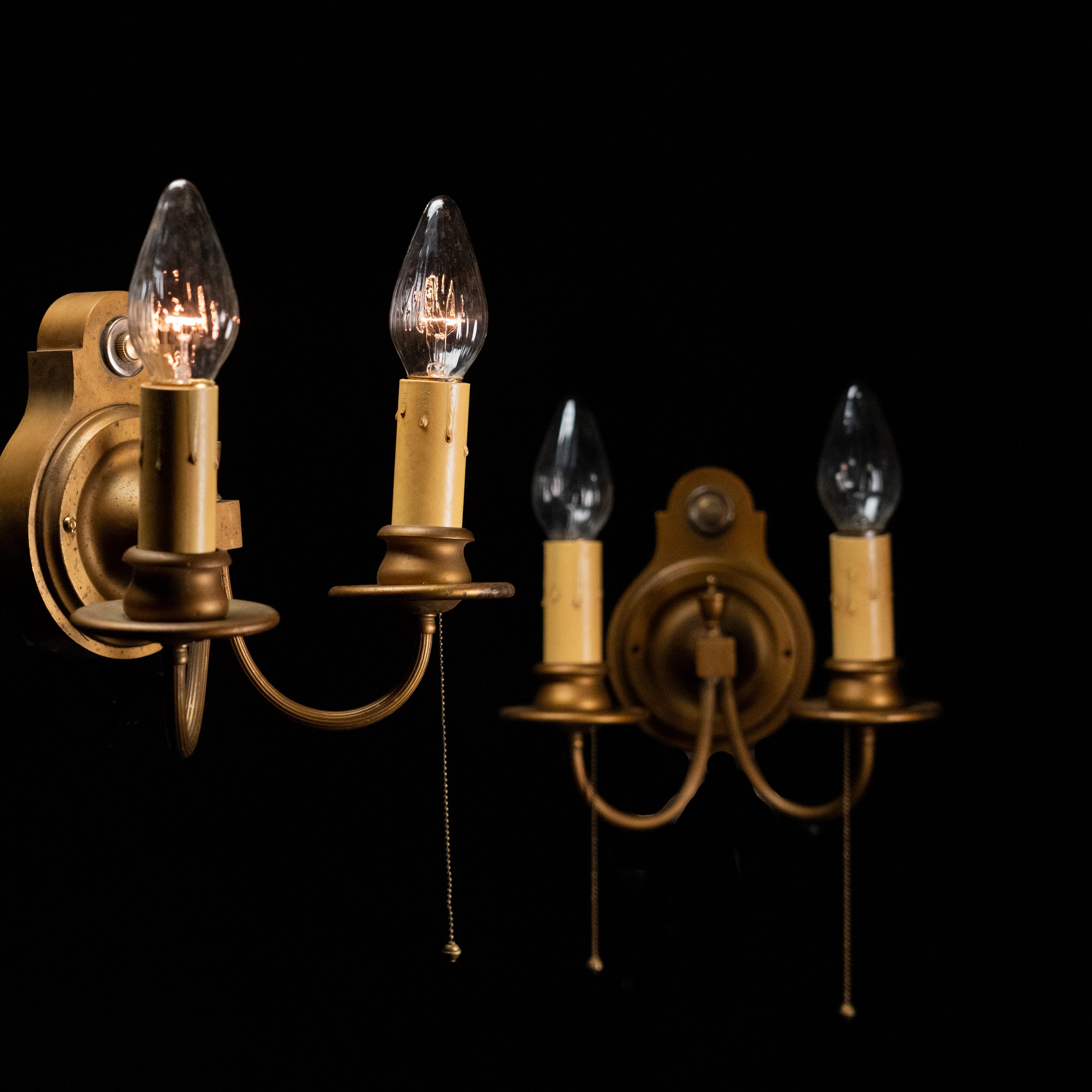 Pair of 1930 Brass Sconce Lights