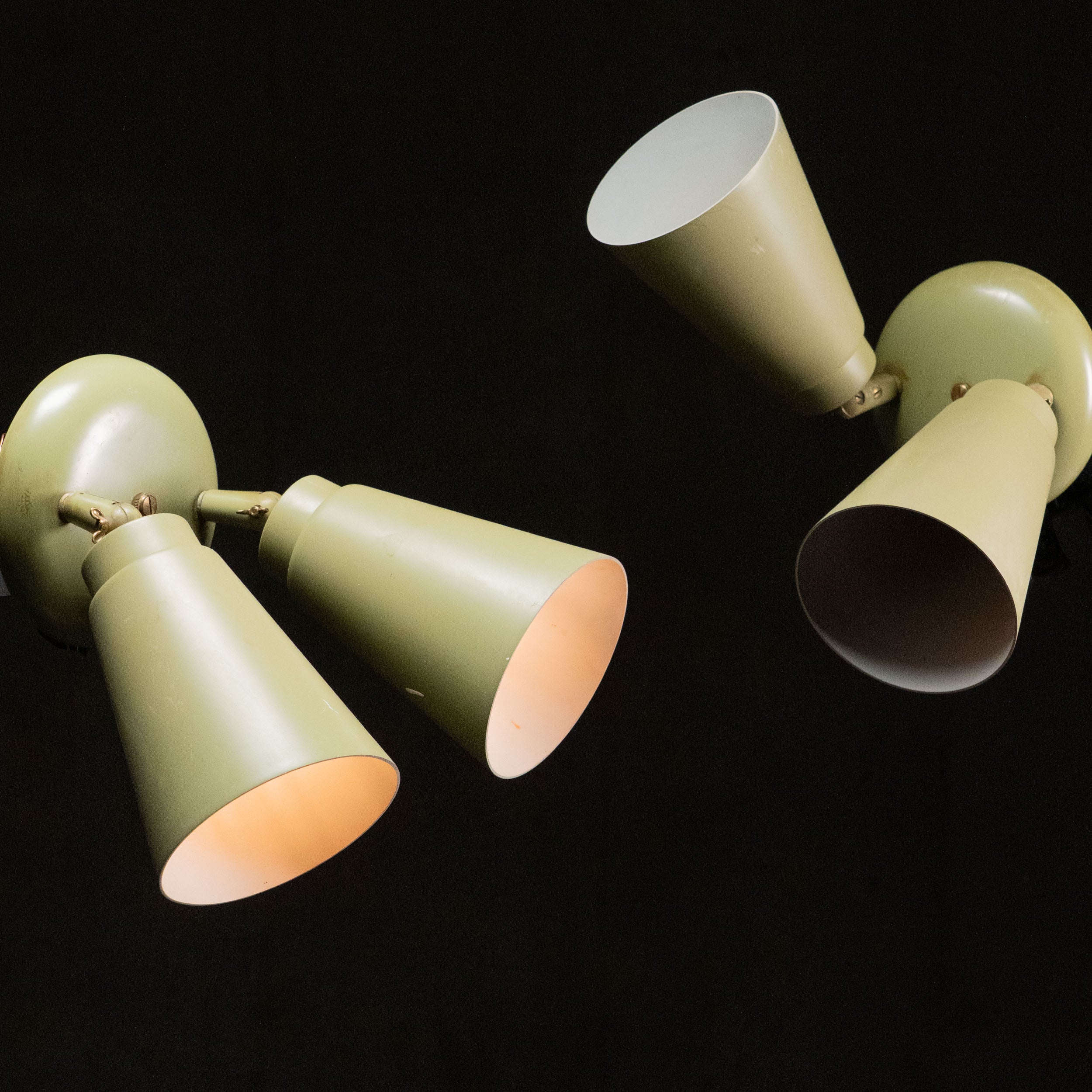 1950 Multi-Coloured Adjustable Double Headed Sconces by Prescolite