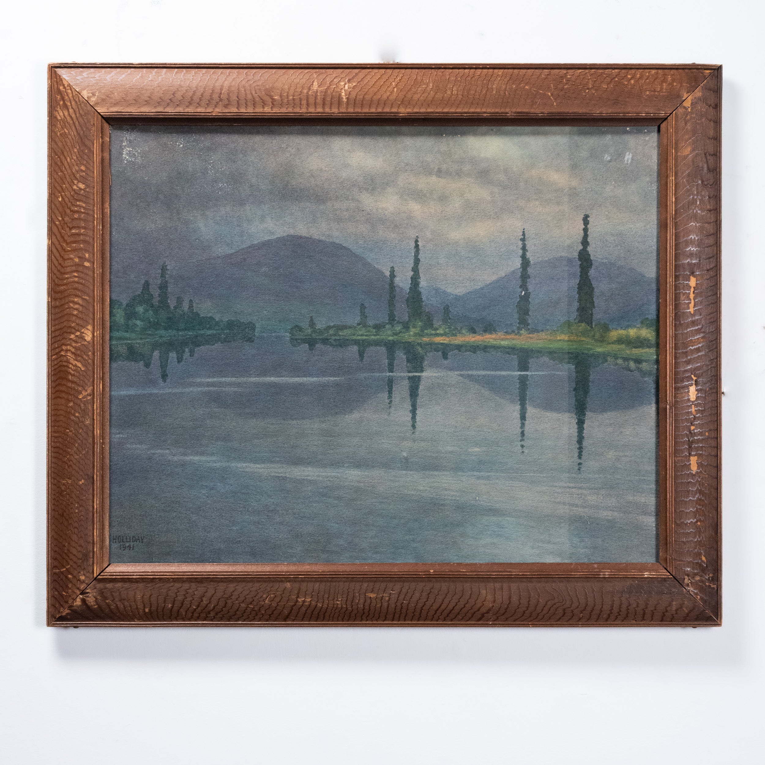 1940 Signed Water Colour Lake Painting