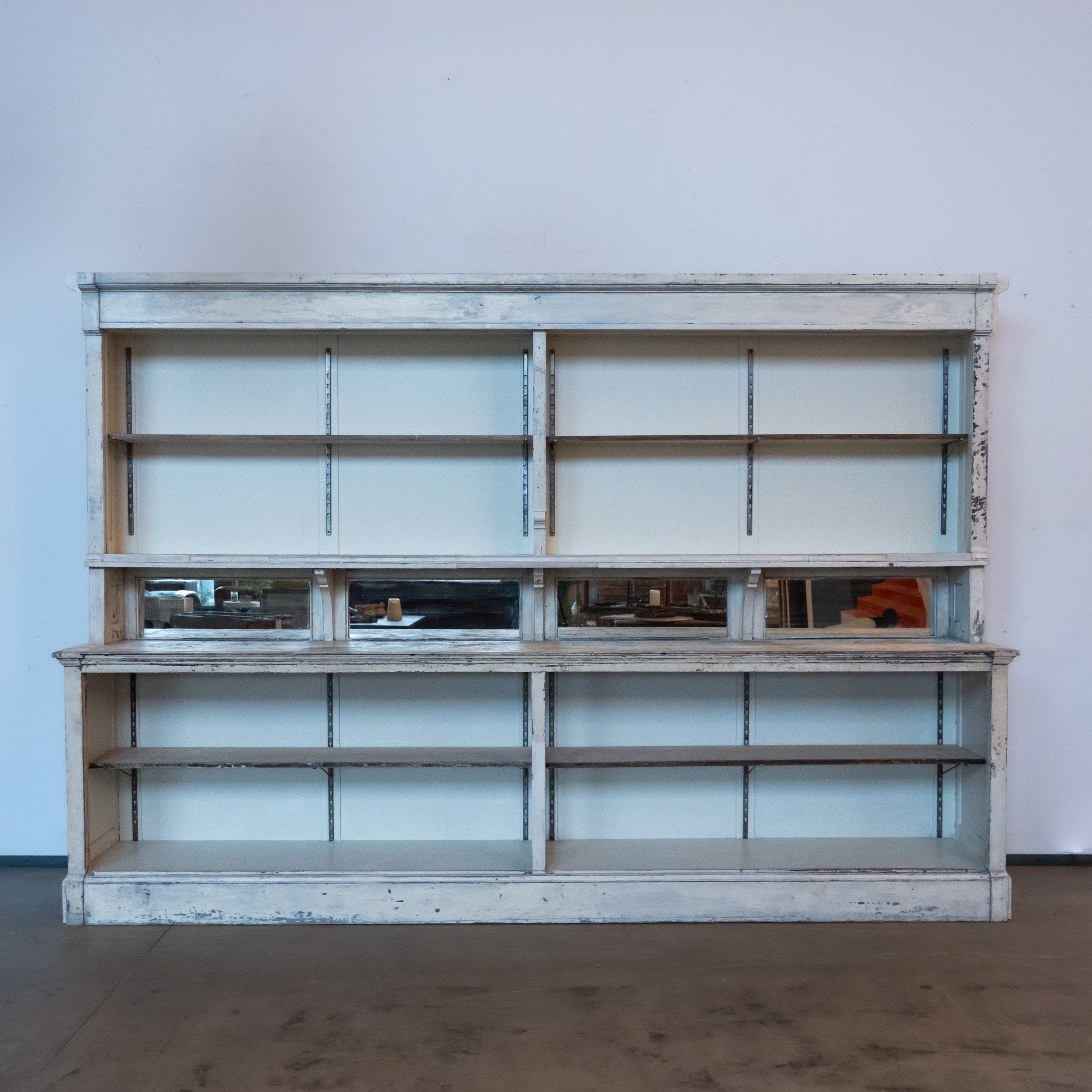 Early 20th Century General Store Display Shelving Counter – Mercantile Fixture Back Bar