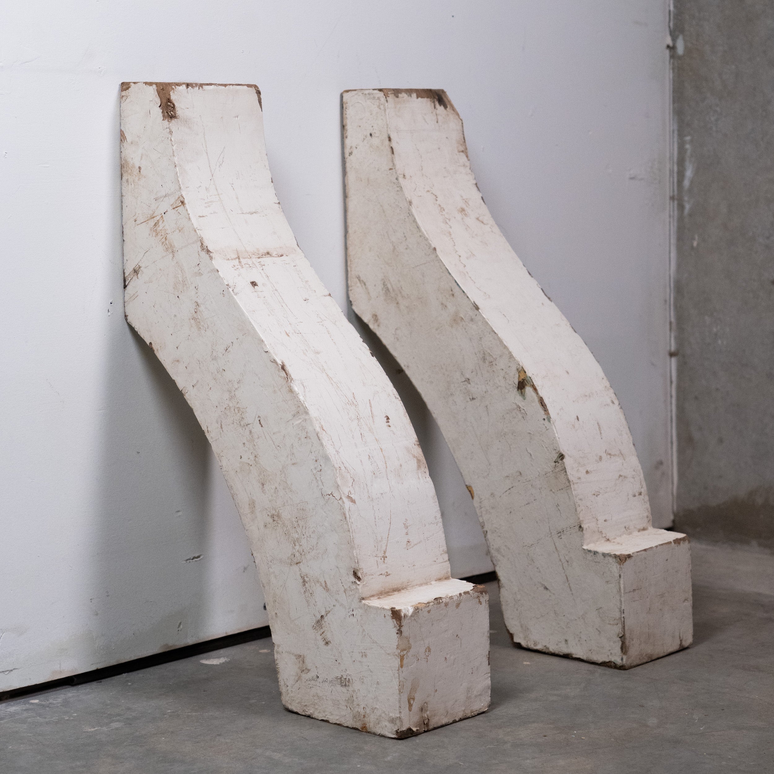 Pair of Large Reclaimed Architectural Wood Corbels