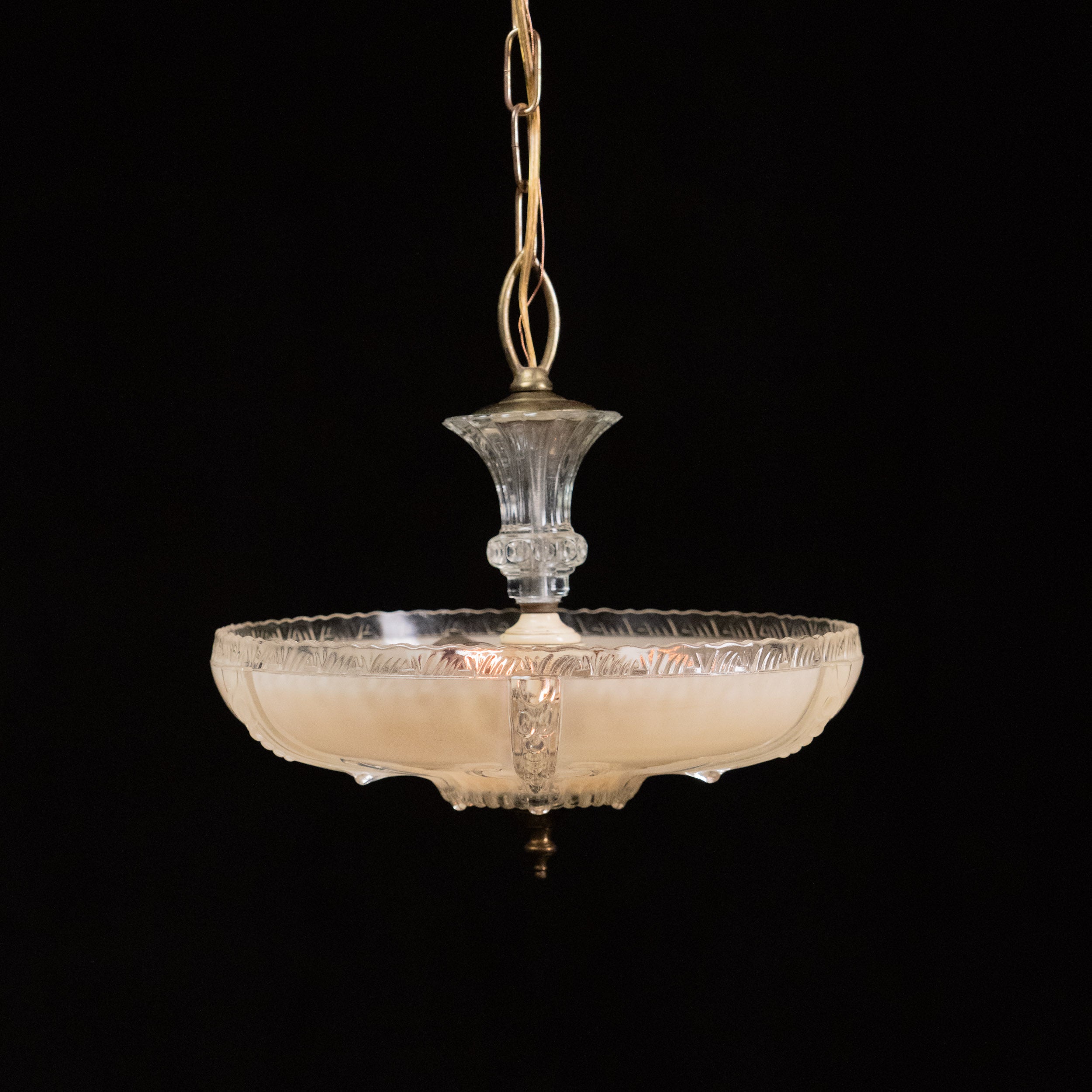 1930 Art Nouveau Molded Glass Pendant Light