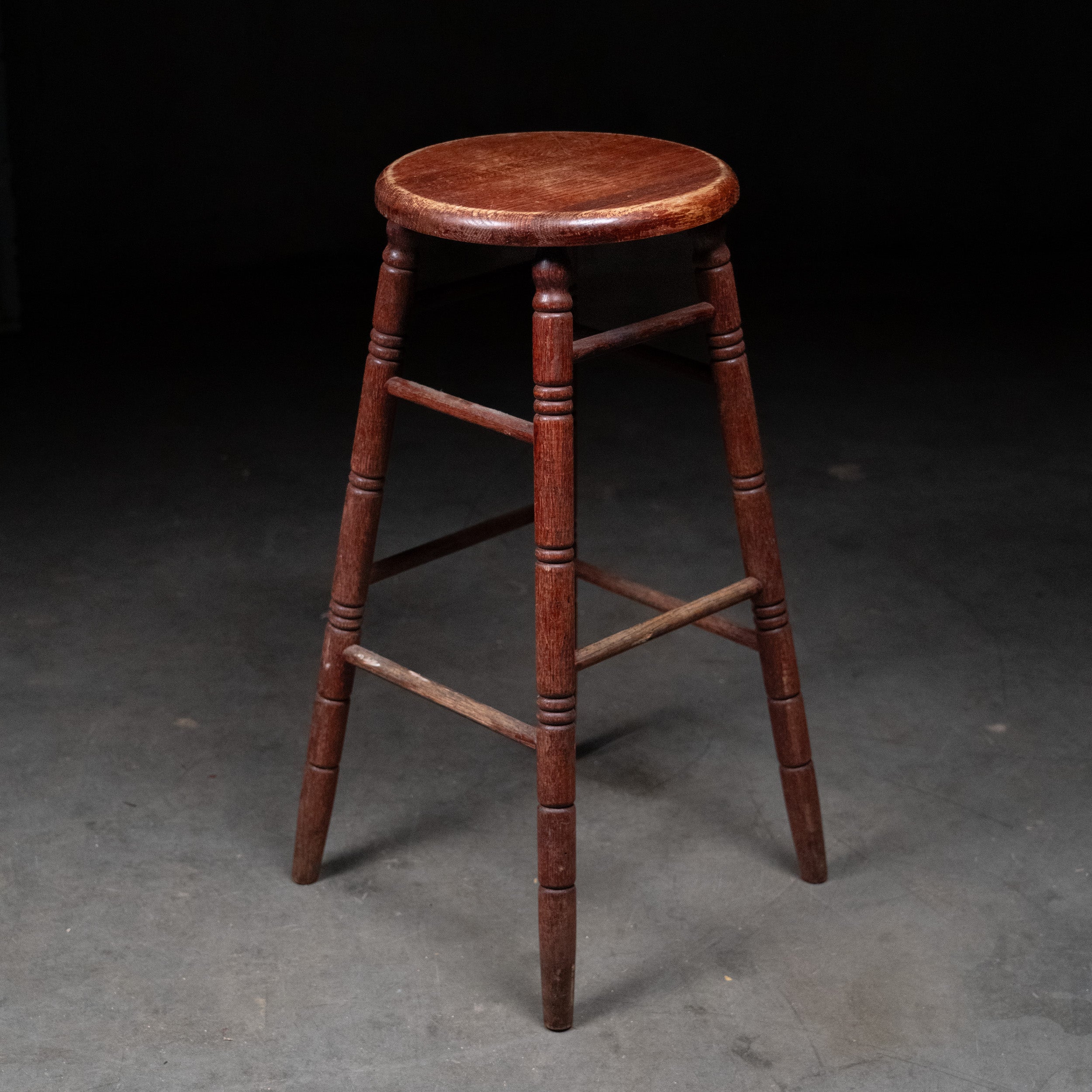 Early 20th Century Turned Wood Stool – Antique Hardwood Utility Stool