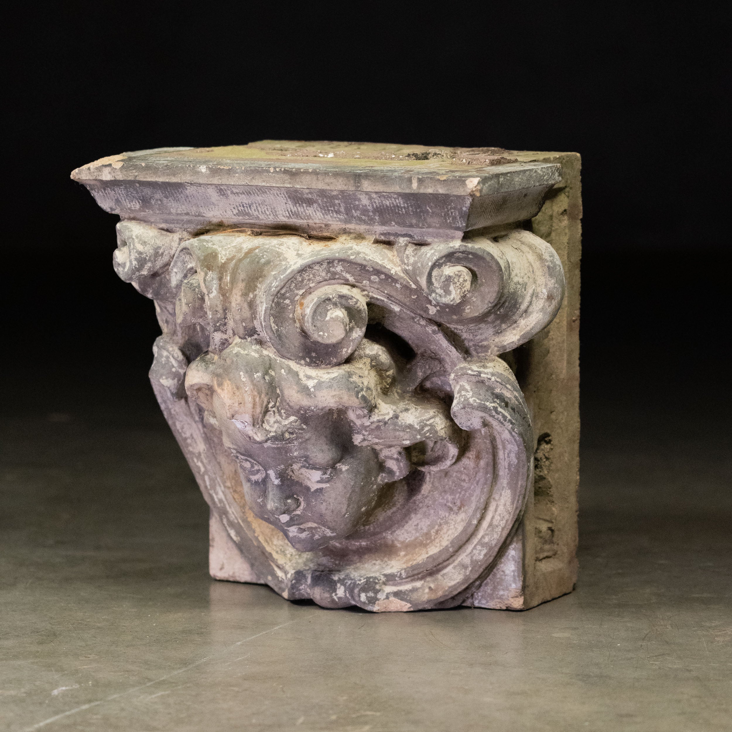 19th Century Terracotta Stone Angel Face Carving