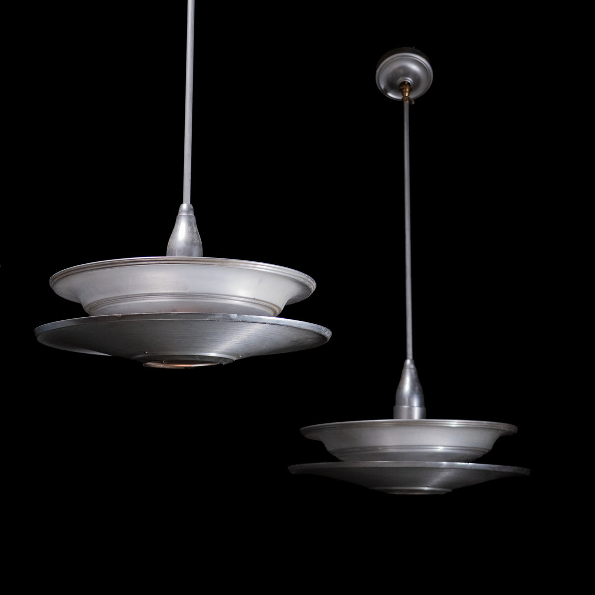 Pair of Double Tiered Art Deco Saucer Light | Scott Landon Antiques and Interiors.