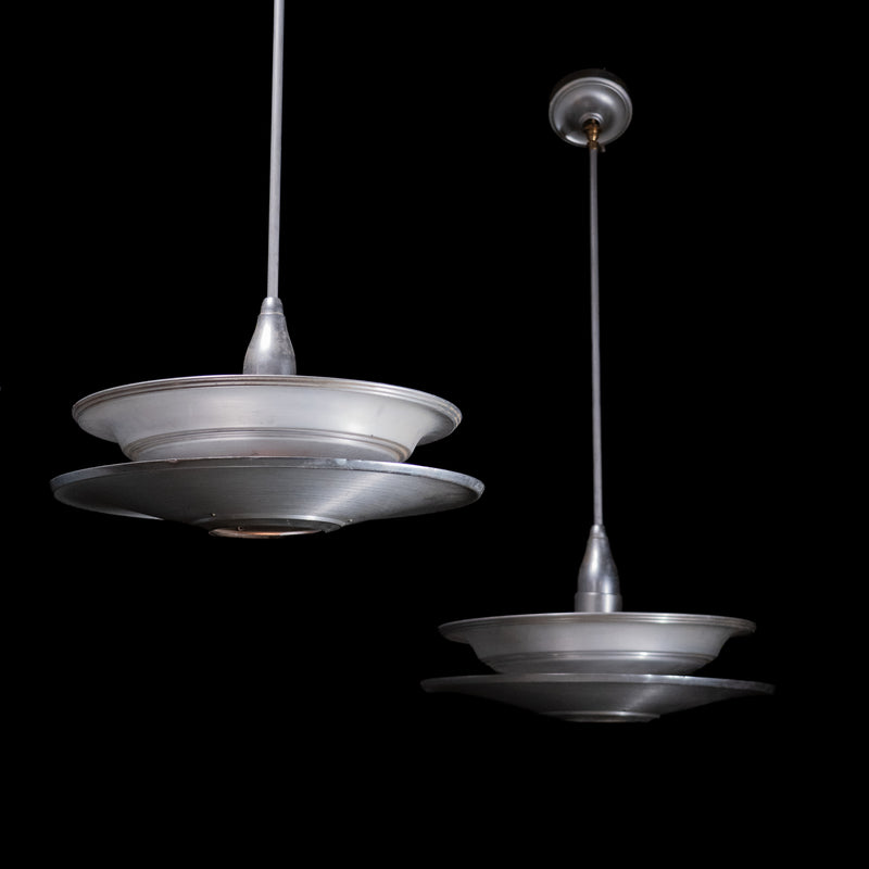 Pair of Double Tiered Art Deco Saucer Light | Scott Landon Antiques and Interiors.