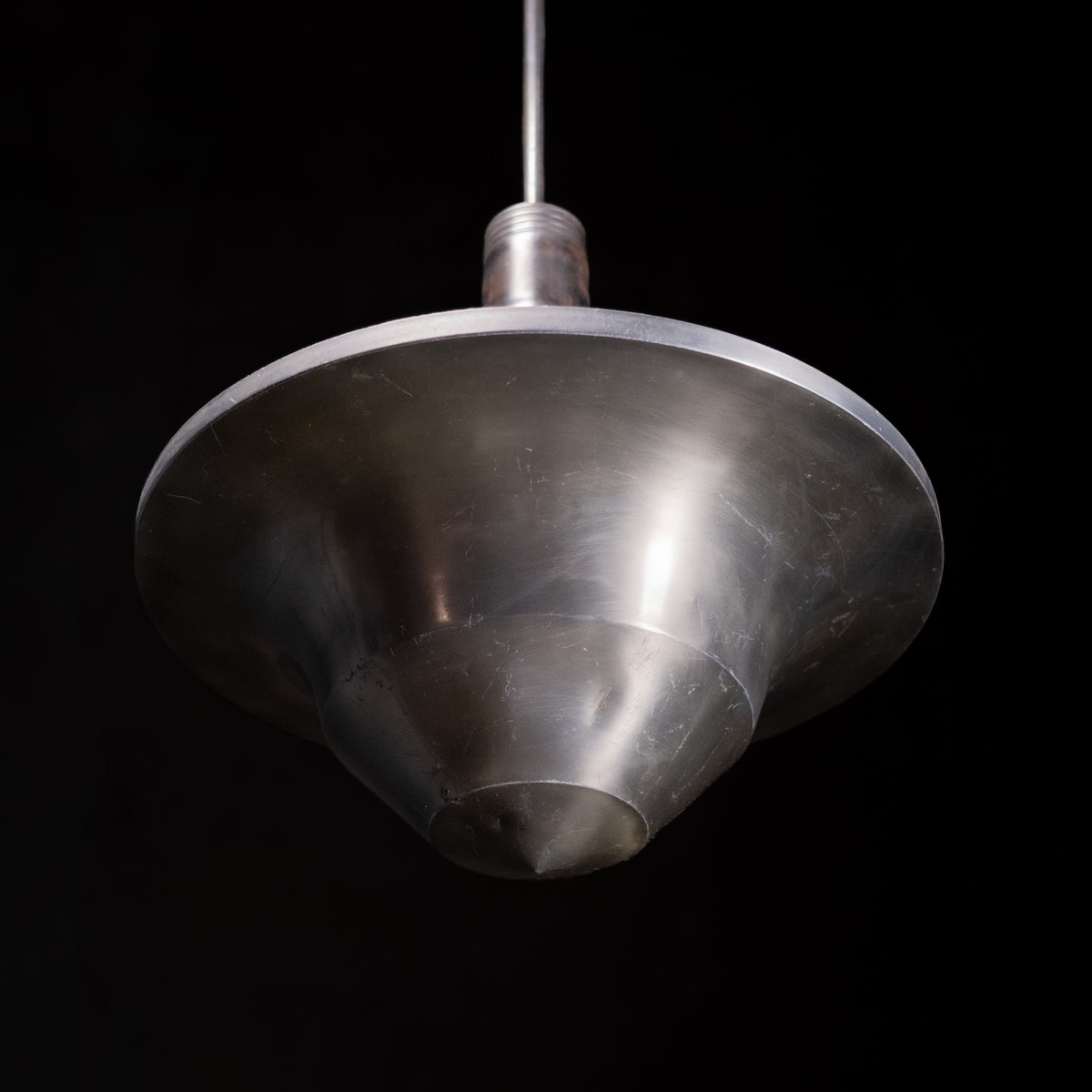 1920 Pair of Spun Aluminium Art Deco Saucer Ceiling Light | Scott Landon Antiques and Interiors.