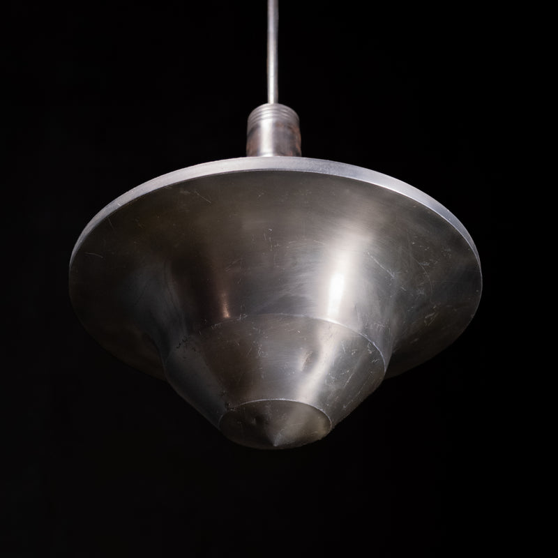 1920 Pair of Spun Aluminium Art Deco Saucer Ceiling Light | Scott Landon Antiques and Interiors.
