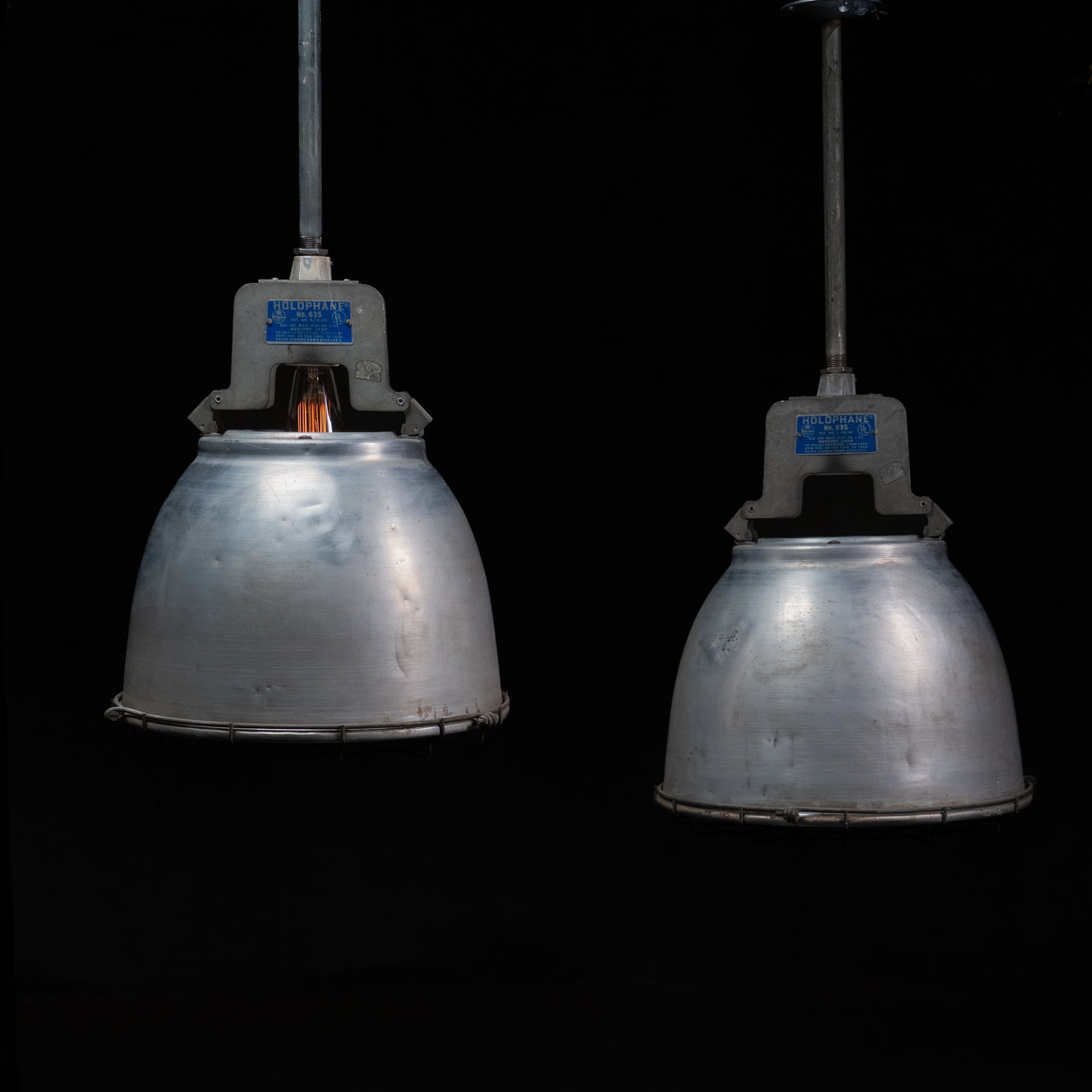 Vintage Holophane No. 635 Industrial Factory Pendant Light – Prismatic Glass High Bay Lamp