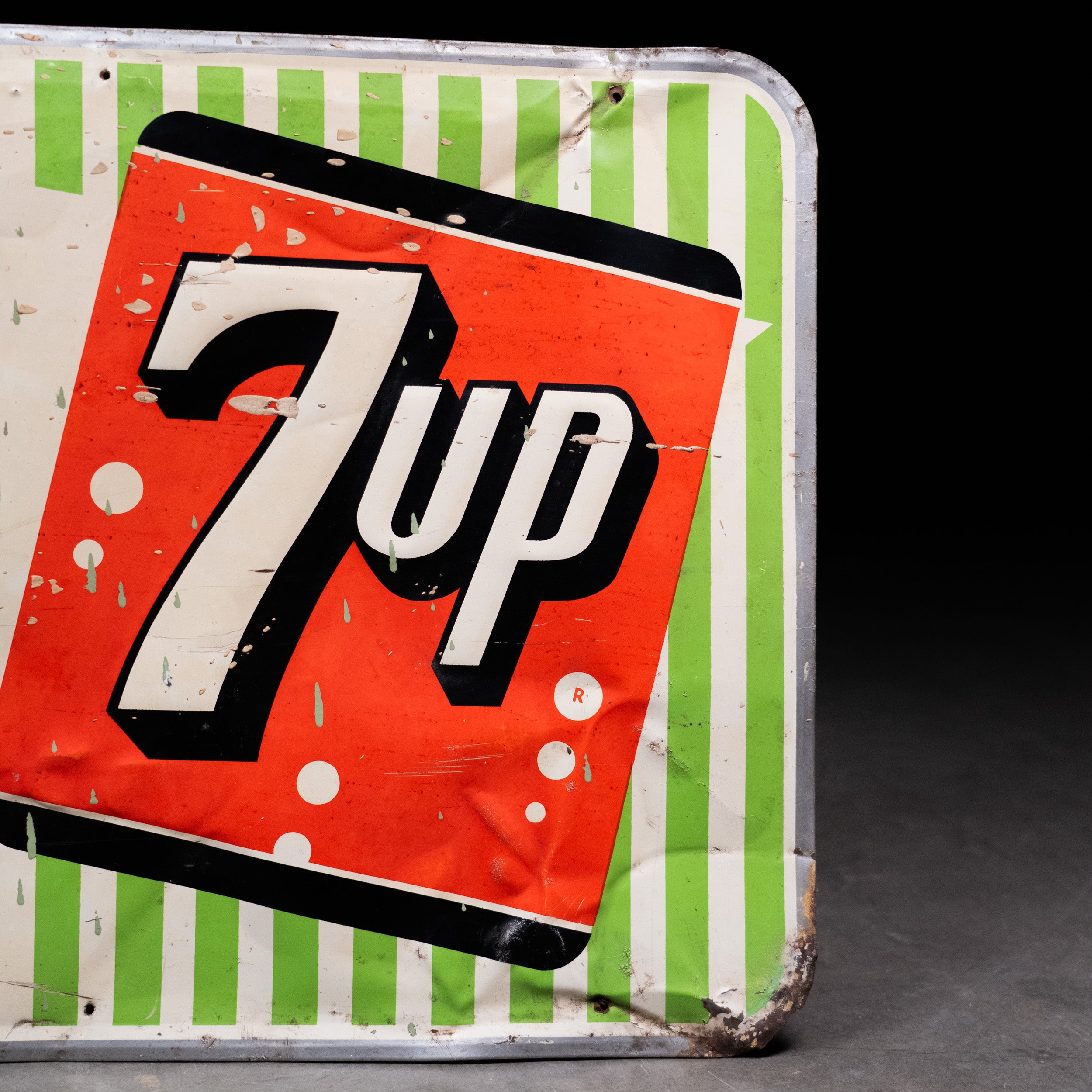Vintage 7-Up “Fresh Up” Advertising Sign | Mid-Century Soda Pop Tin Si
