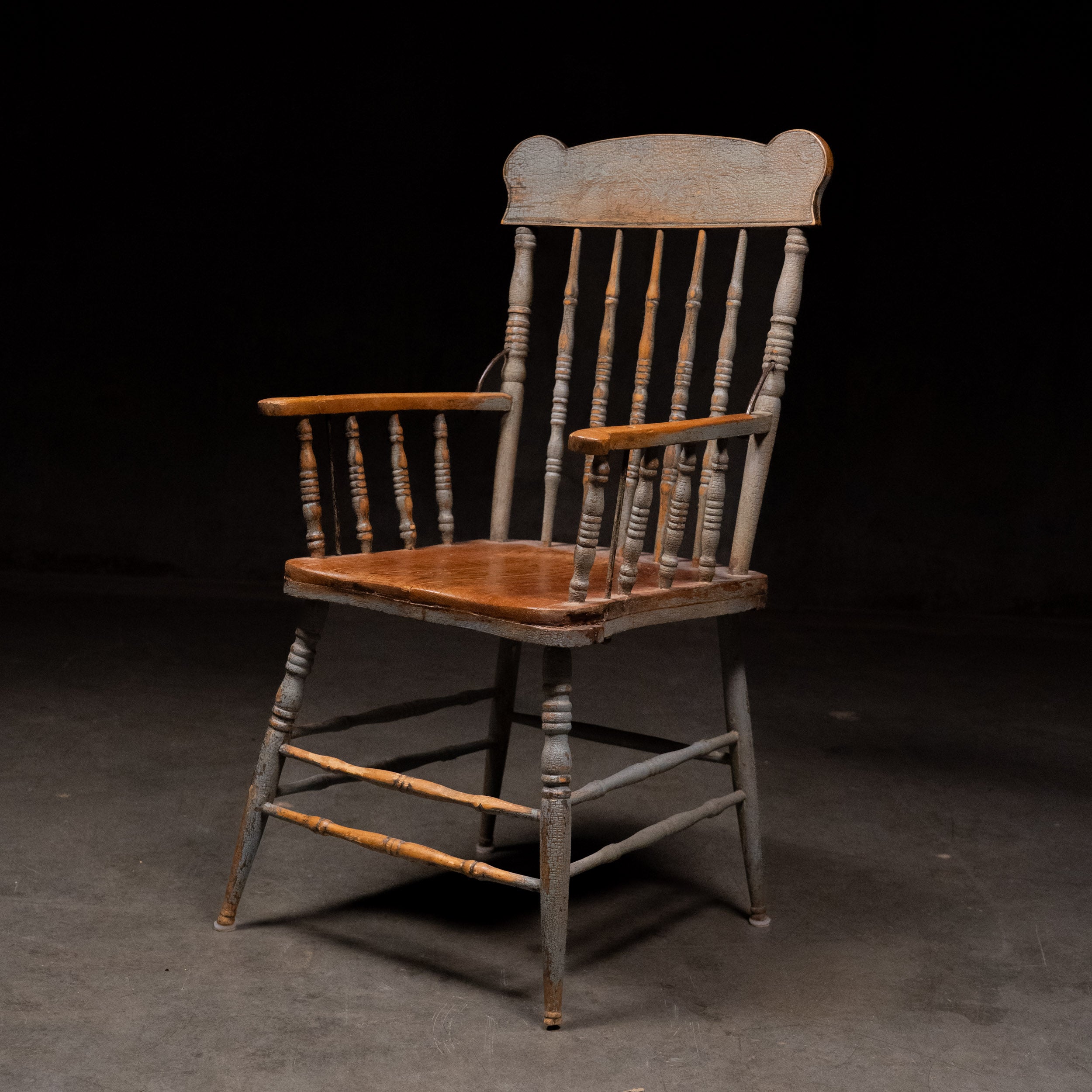 1890-1900 Wooden Country Press Back Armchair from Nova Scotia