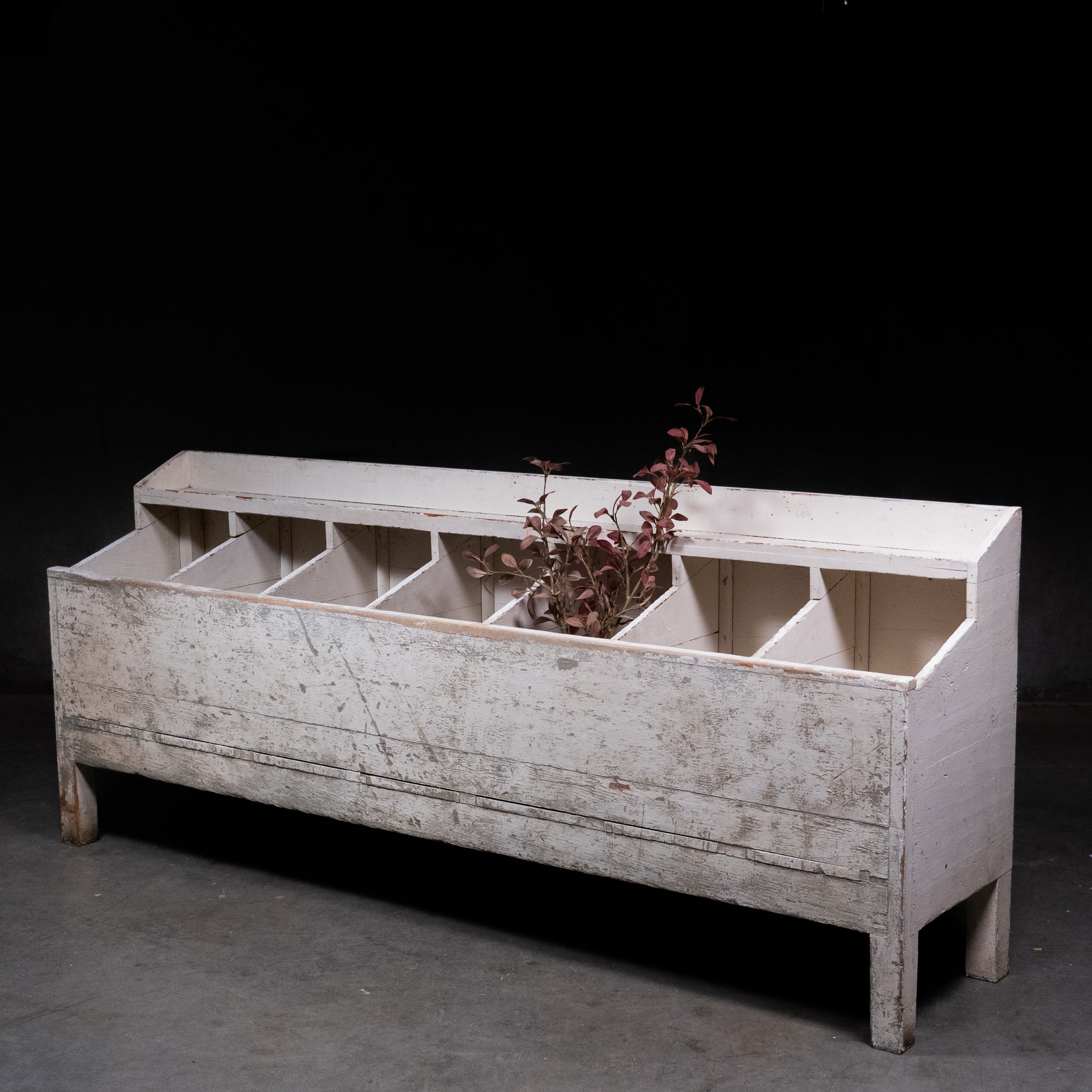 19th Century Painted Pine Sorting Bin – Primitive Farmhouse Divider Box, c.1890-1910