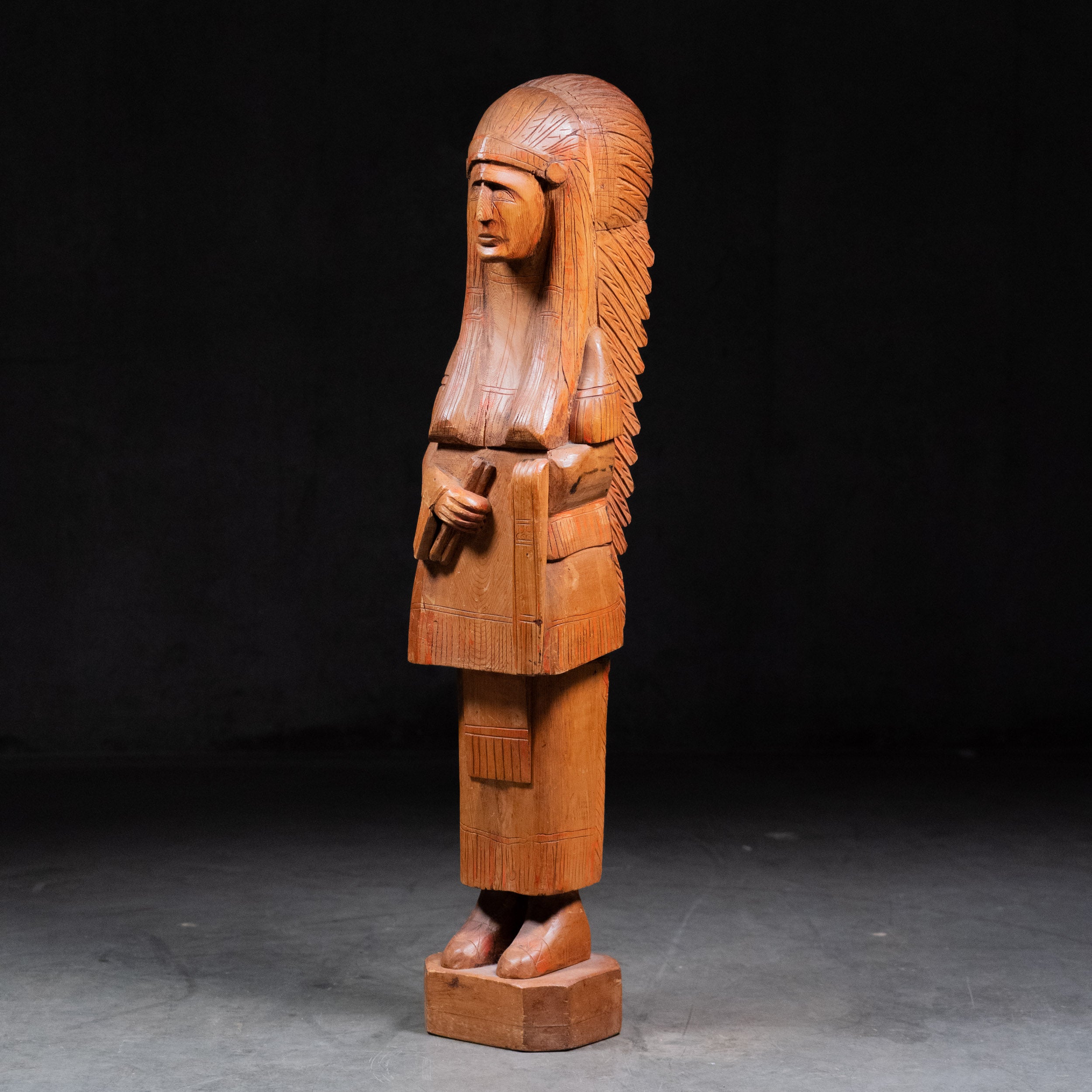 Hand-Carved Wooden Figure Sculpture – Northwest Coast Style Folk Art, 3 Ft