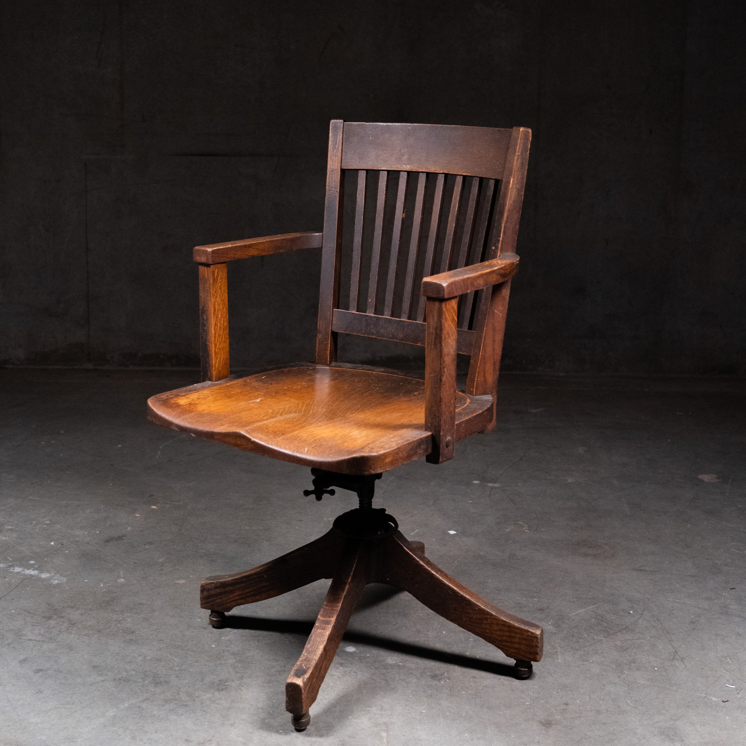 Antique Oak Swivel Office Chair c.1910 – Brooks Corning Vancouver – Adjustable Drafting Chair