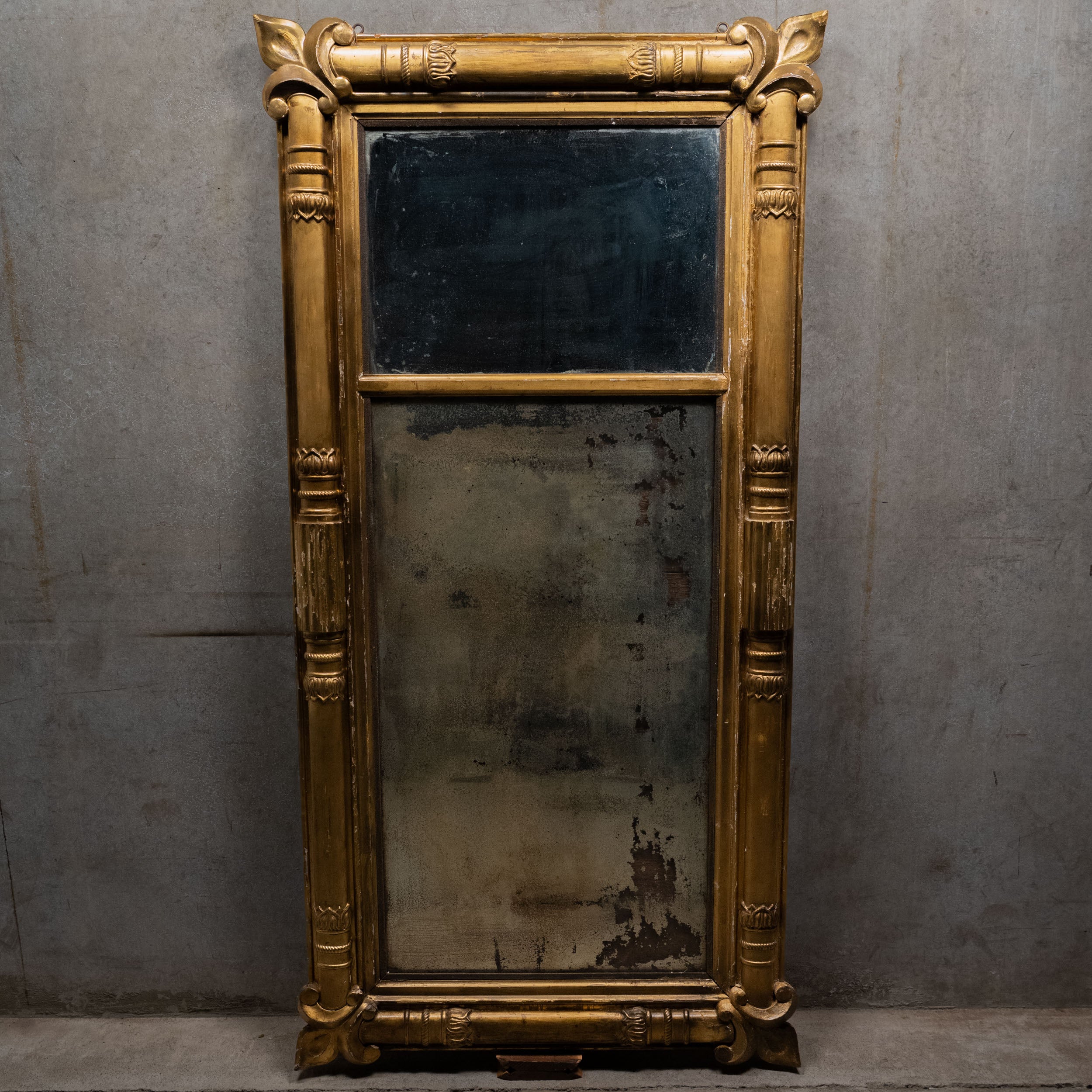 19th Century Large Gilded Carved Trumeau Mirror