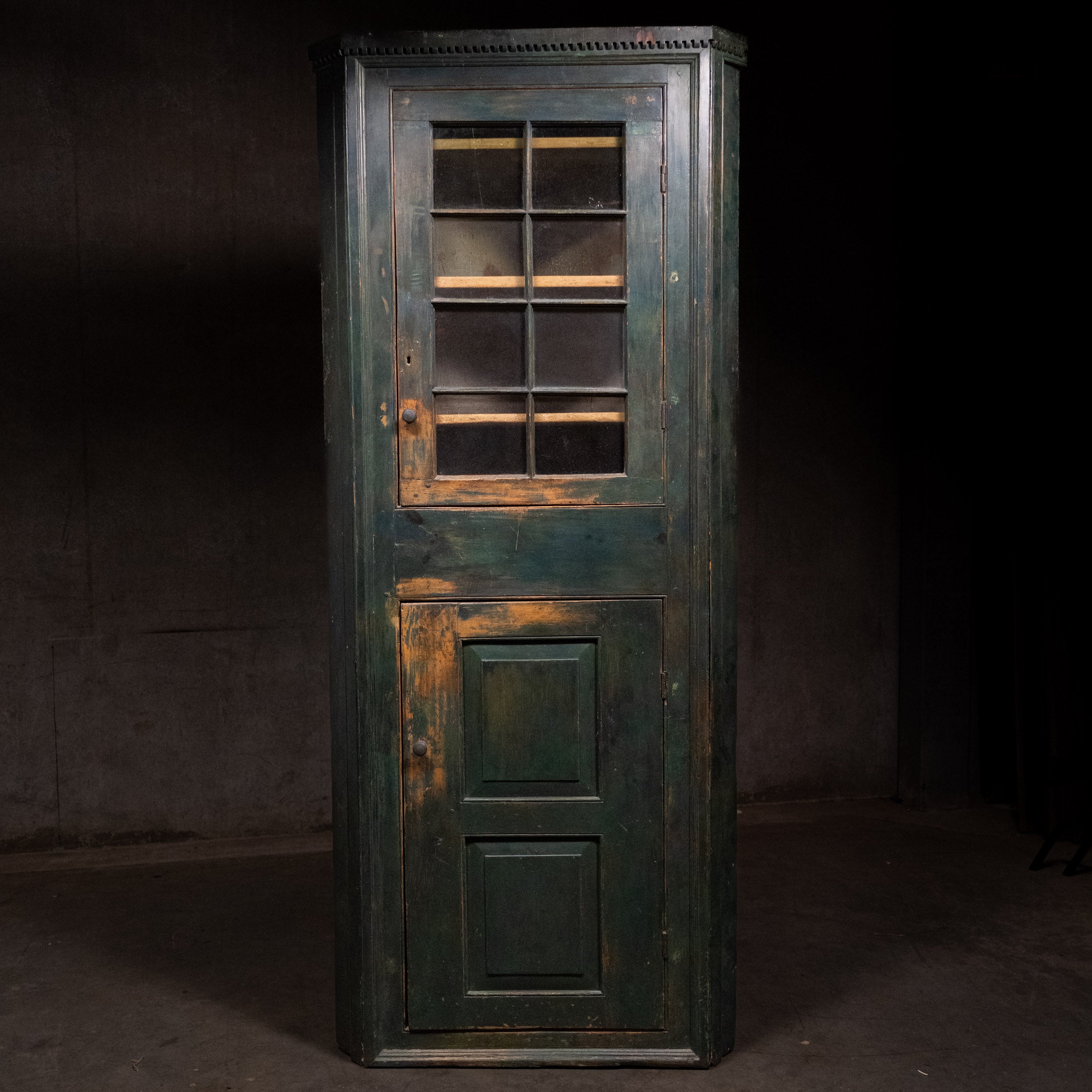 19th Century Canadiana Quebec Pine Corner Cabinet