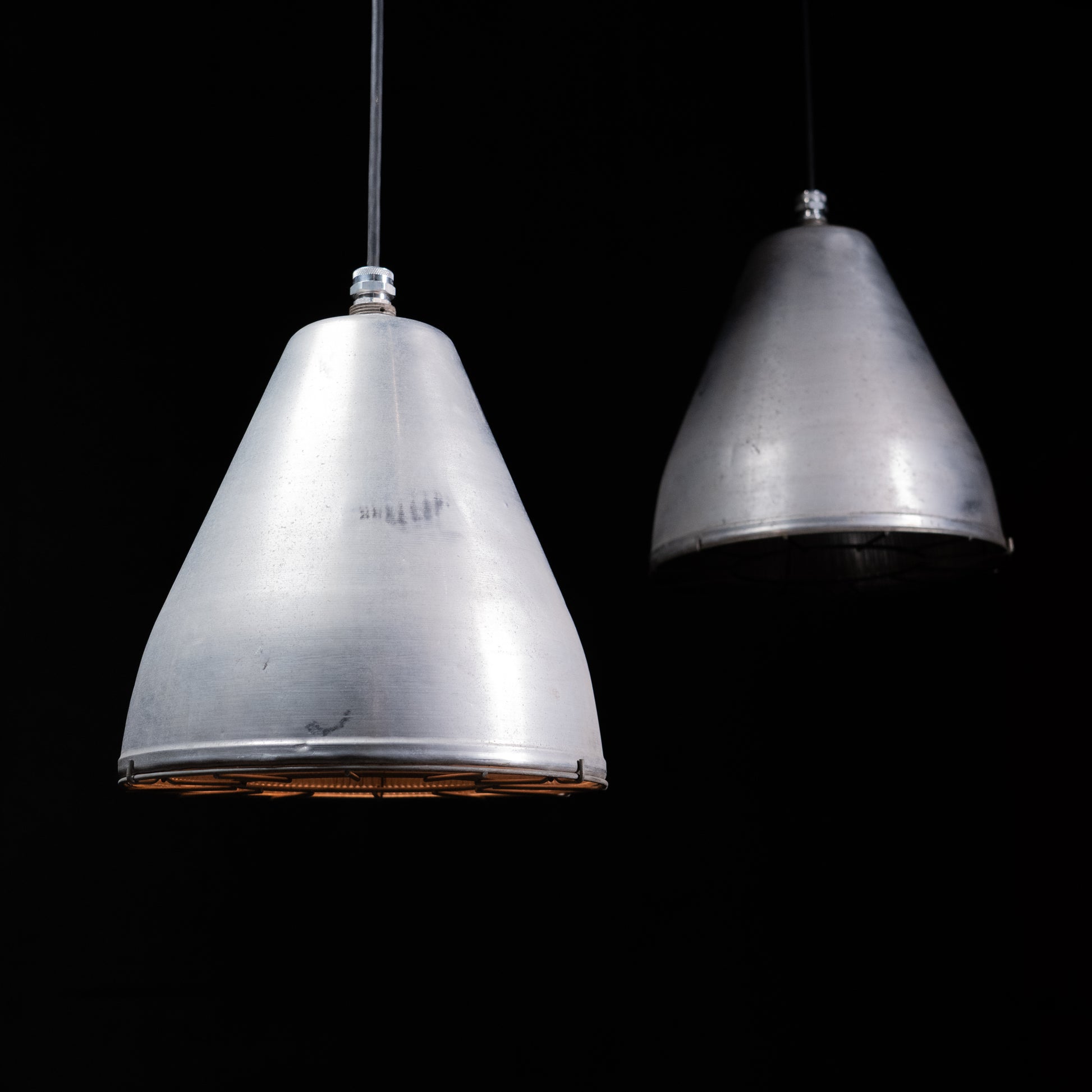 industrial holophane pendants | Scott Landon Antiques and Interiors.