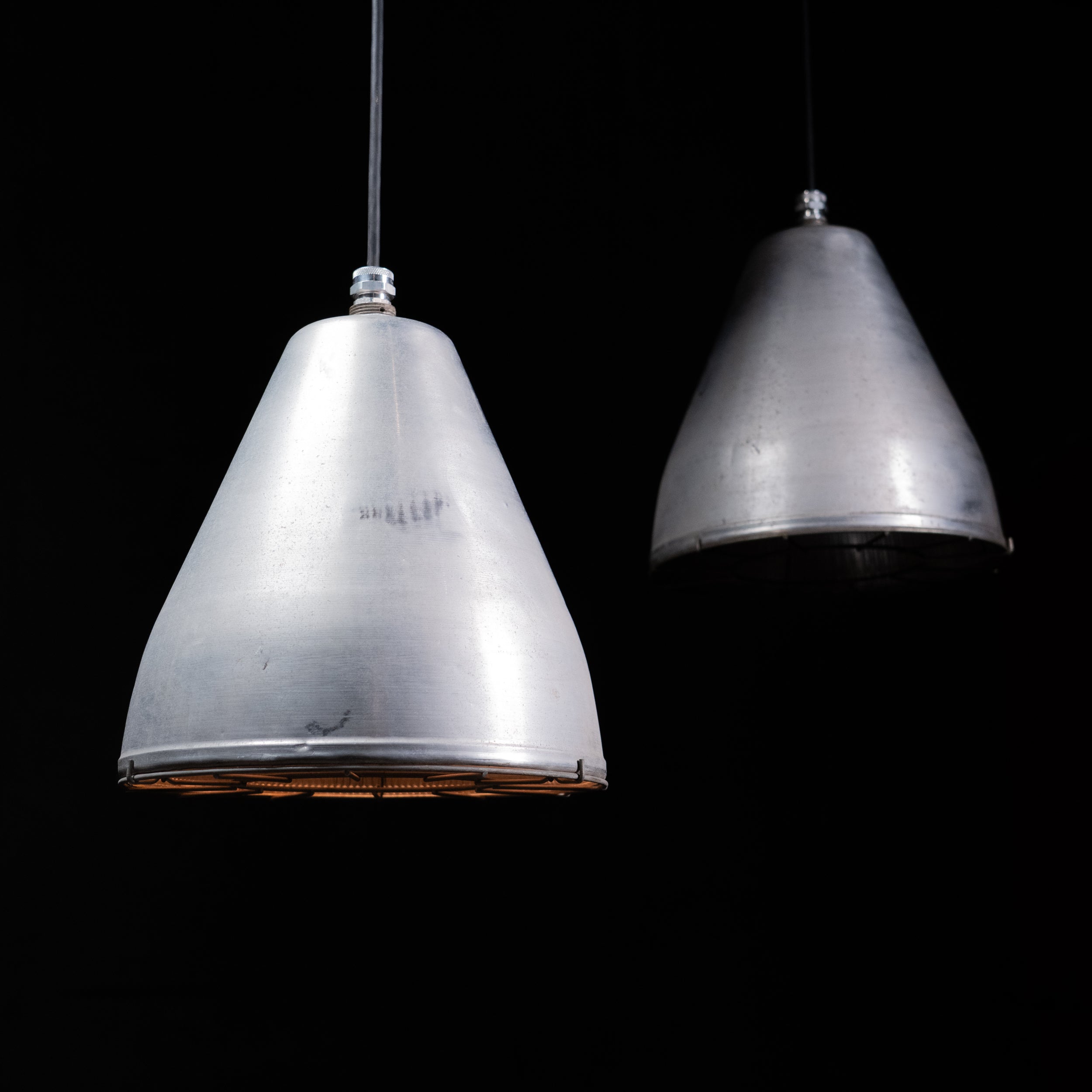 industrial holophane pendants | Scott Landon Antiques and Interiors.