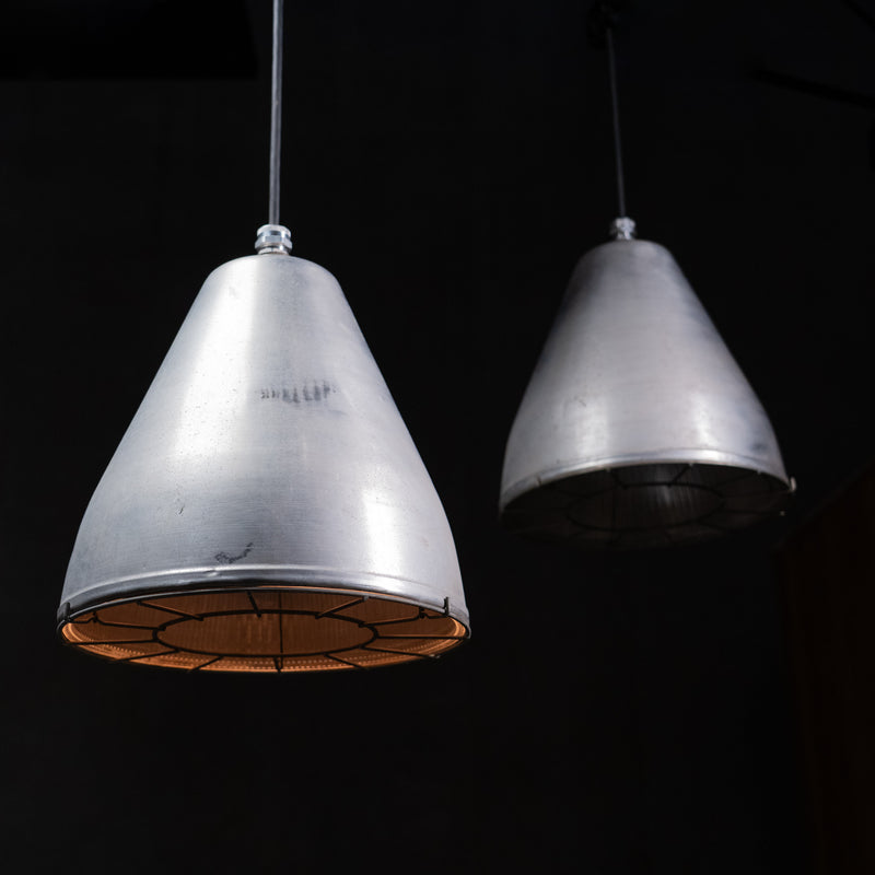 industrial holophane pendants | Scott Landon Antiques and Interiors.