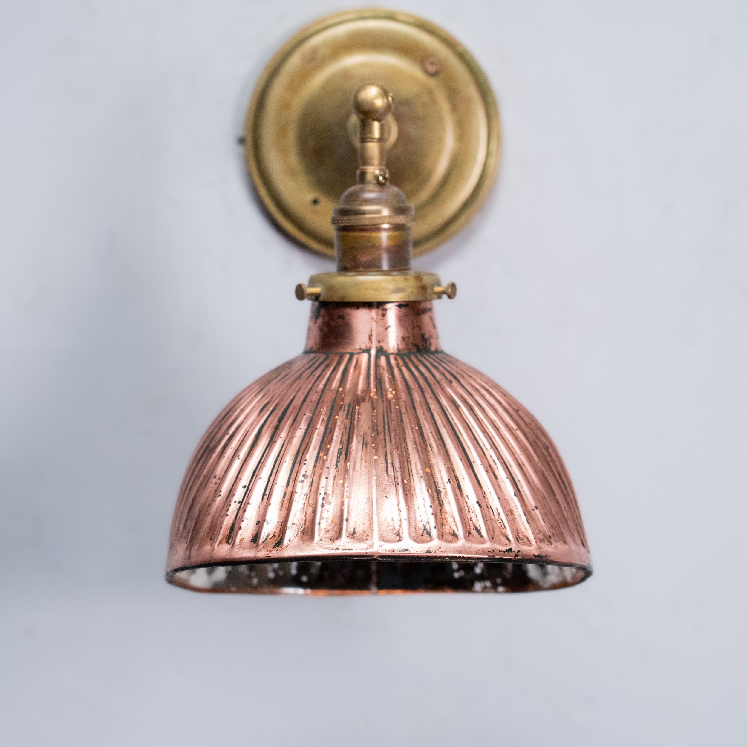 single copper mercury shade sconce | Scott Landon Antiques and Interiors.