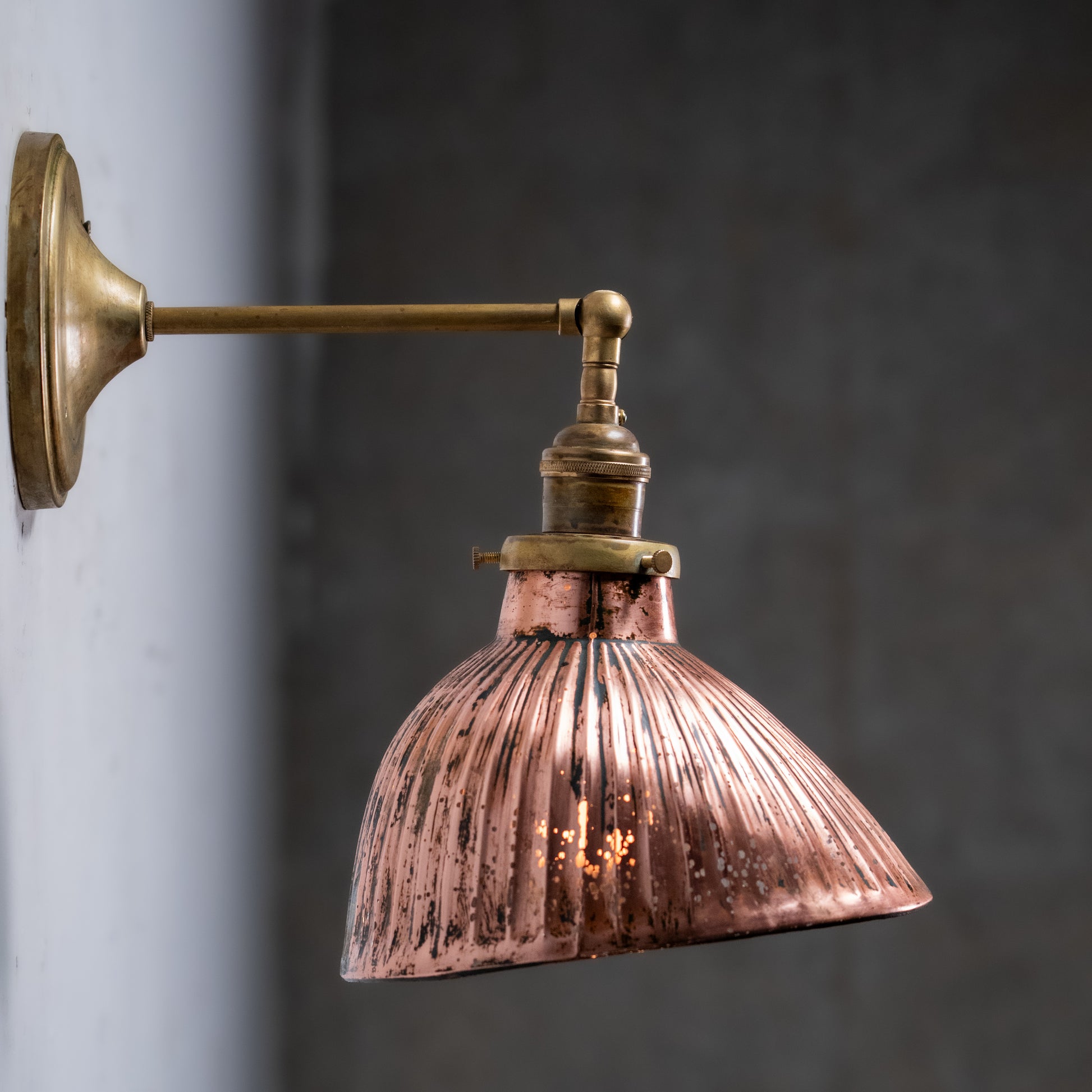 single copper mercury shade sconce | Scott Landon Antiques and Interiors.