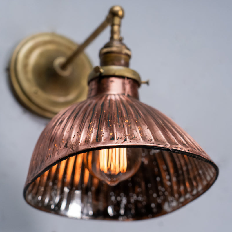 single copper mercury shade sconce | Scott Landon Antiques and Interiors.