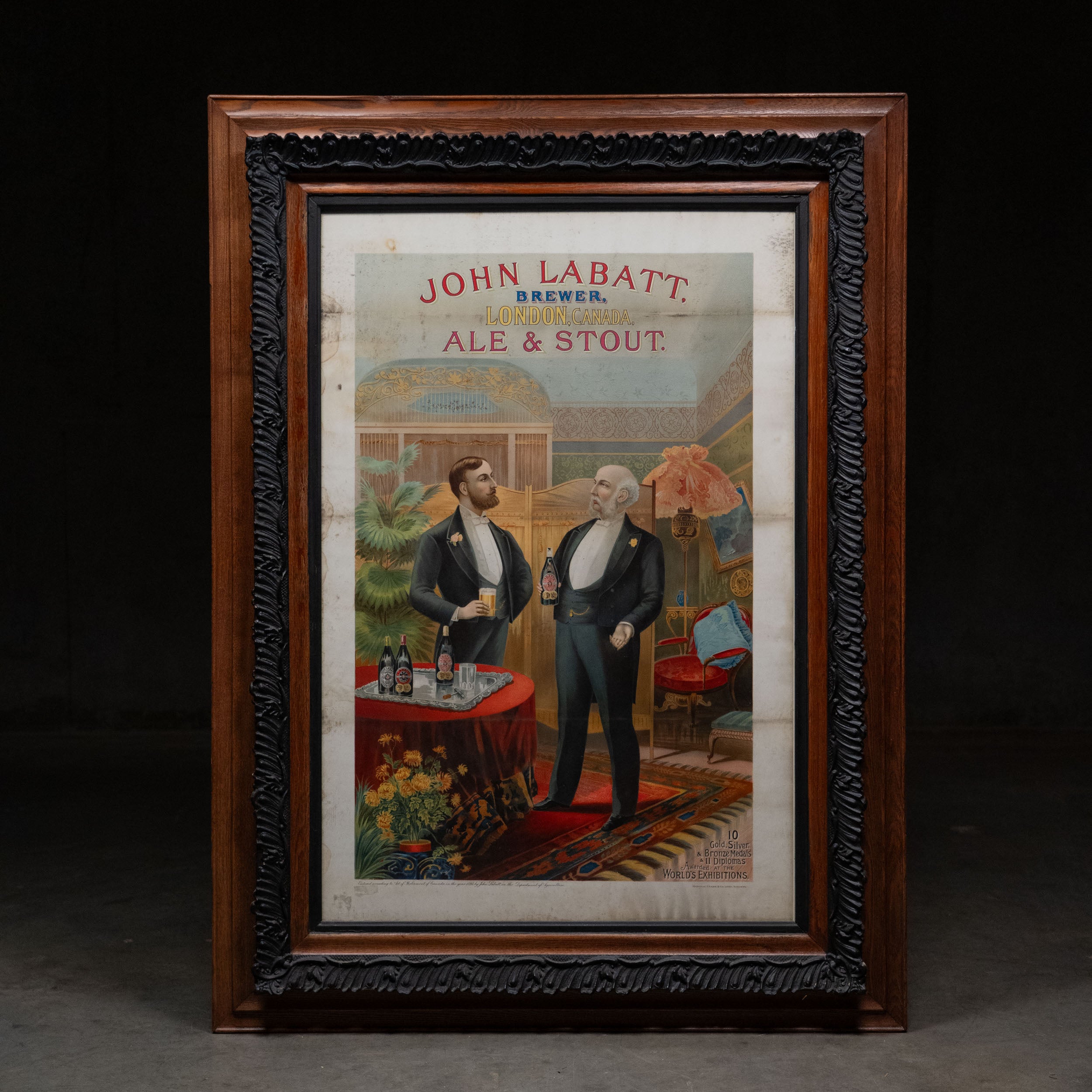 1890 John Labatt framed lithograph poster advertising