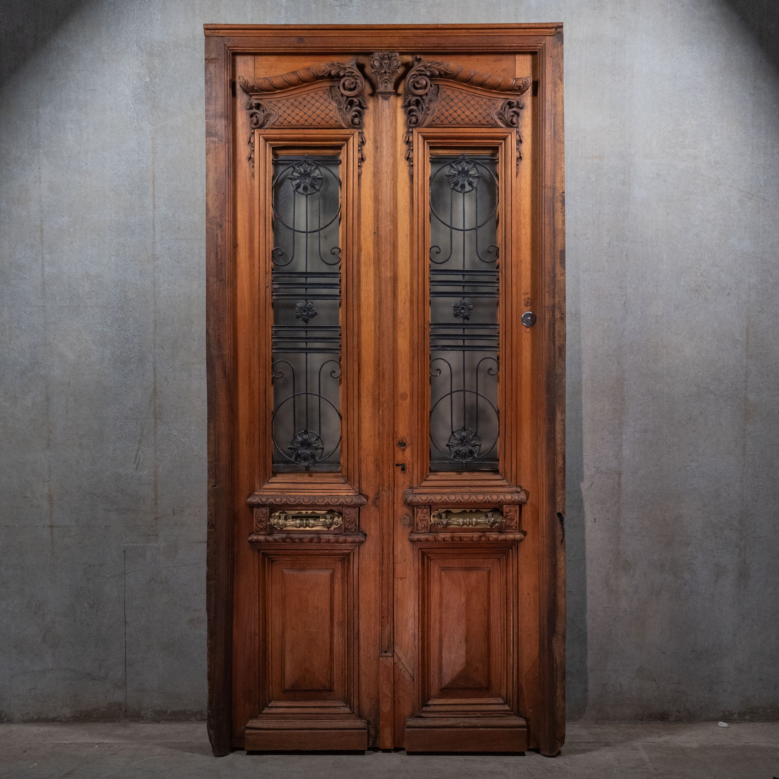 19th Century 9 ft Walnut Entry Doors from France