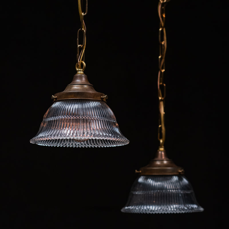 holophane style pendants | Scott Landon Antiques and Interiors.
