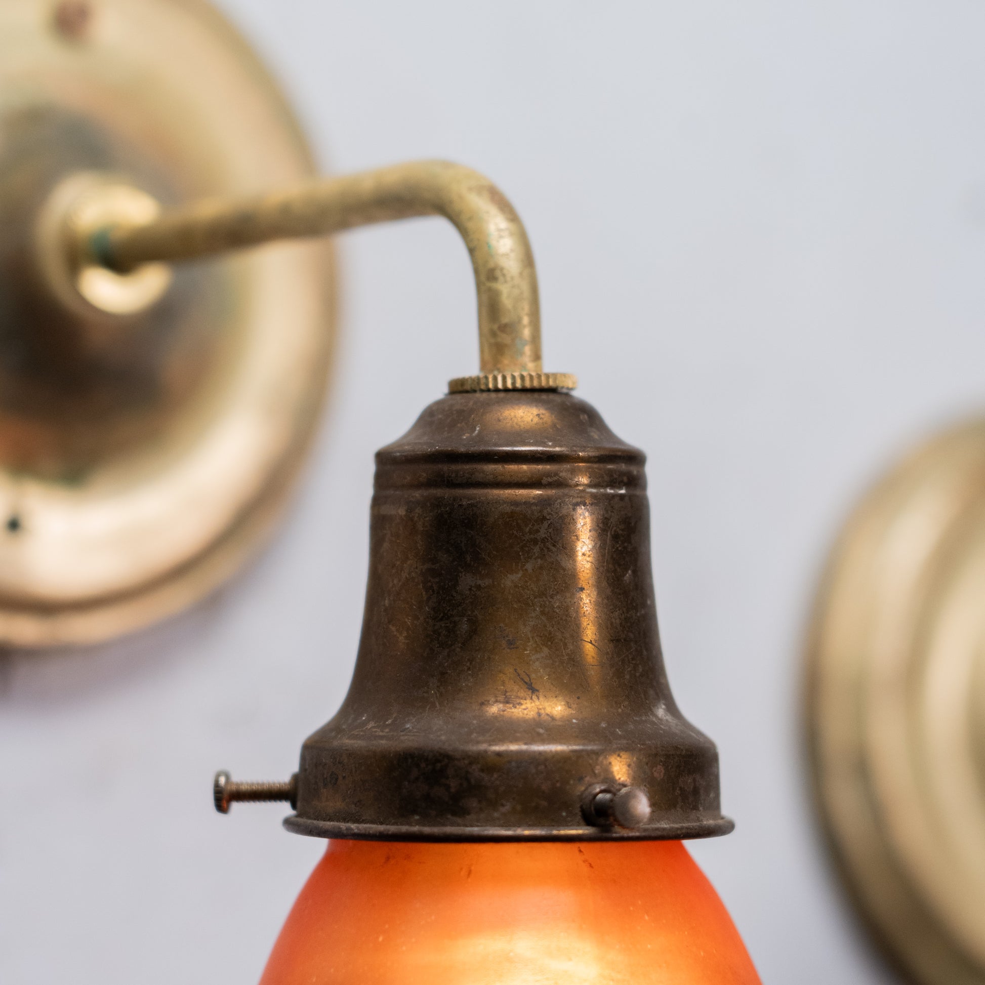 amber shade brass sconces | Scott Landon Antiques and Interiors.