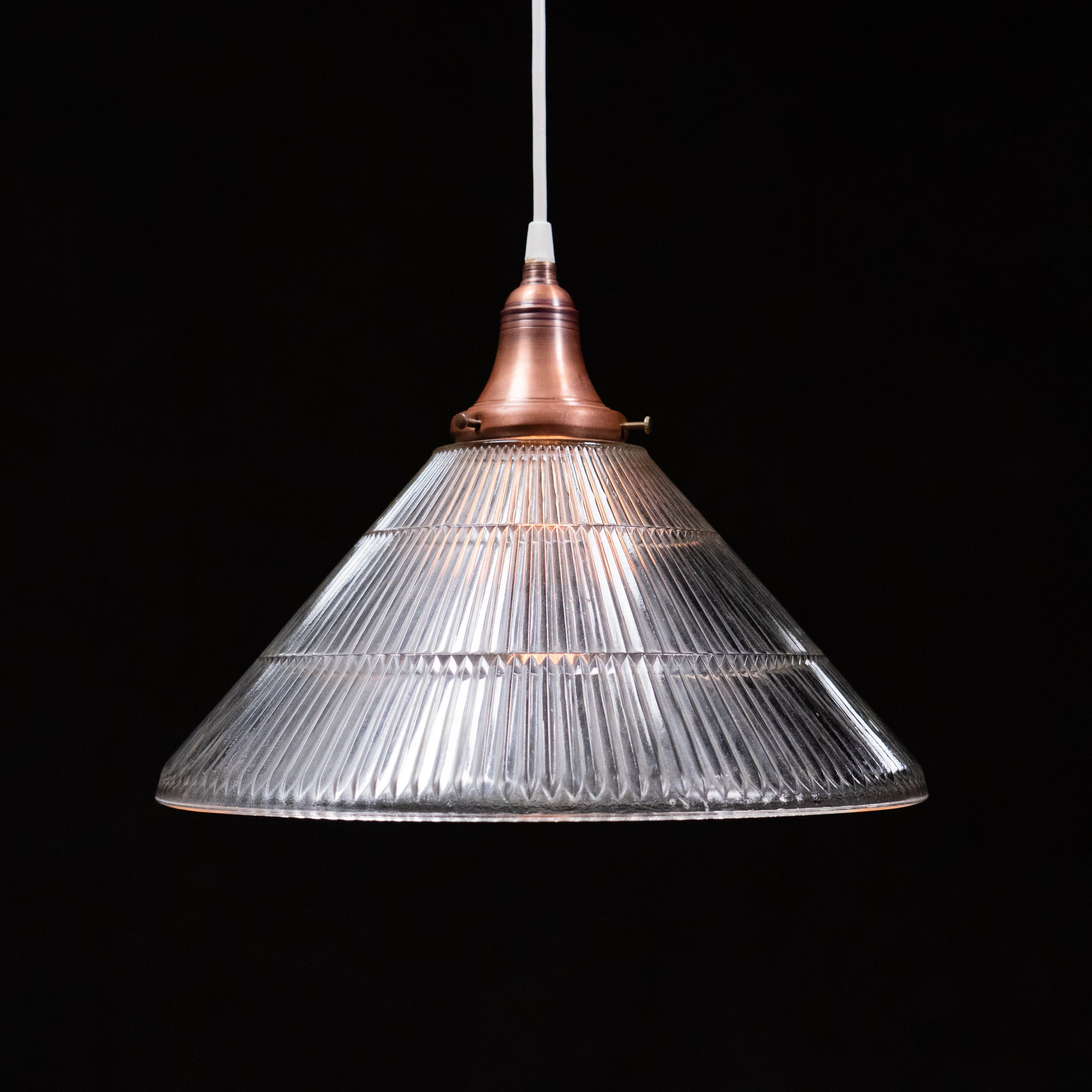 holophane style copper pendant | Scott Landon Antiques and Interiors.