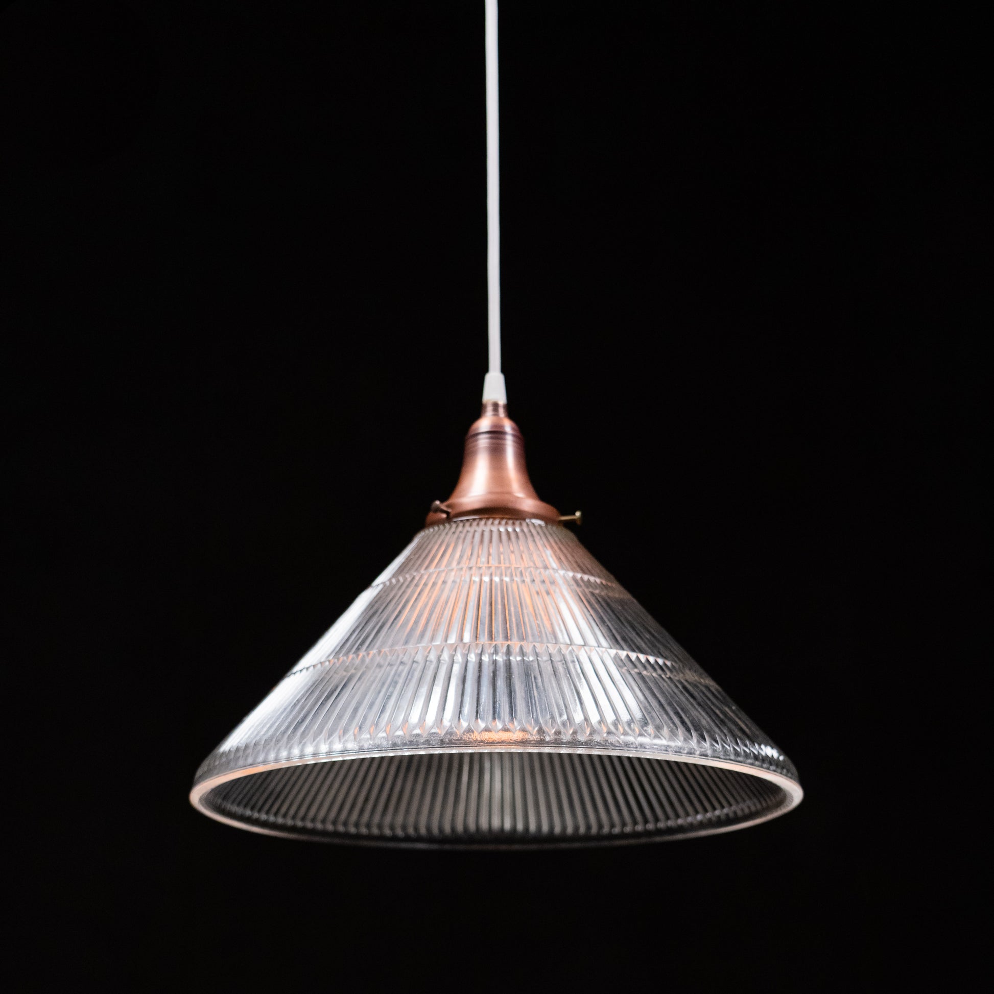 holophane style copper pendant | Scott Landon Antiques and Interiors.