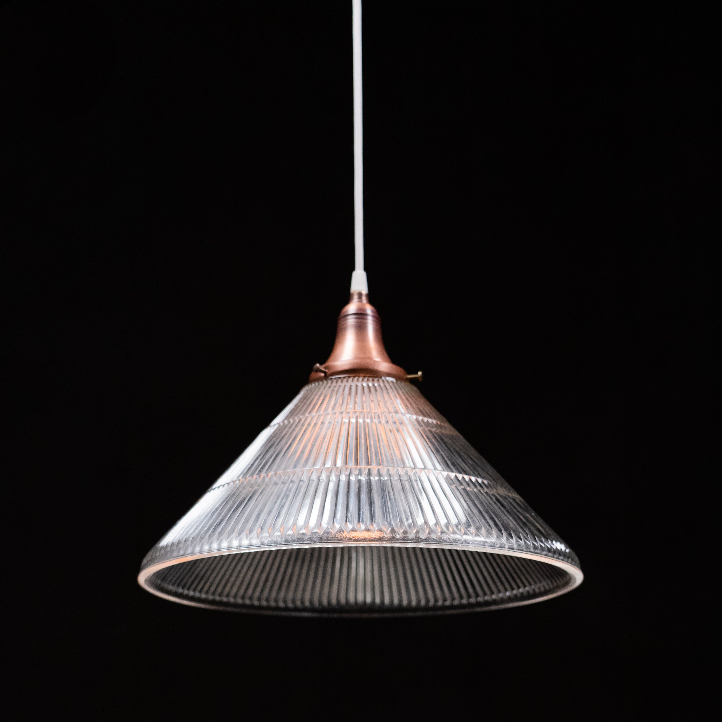 holophane style copper pendant | Scott Landon Antiques and Interiors.
