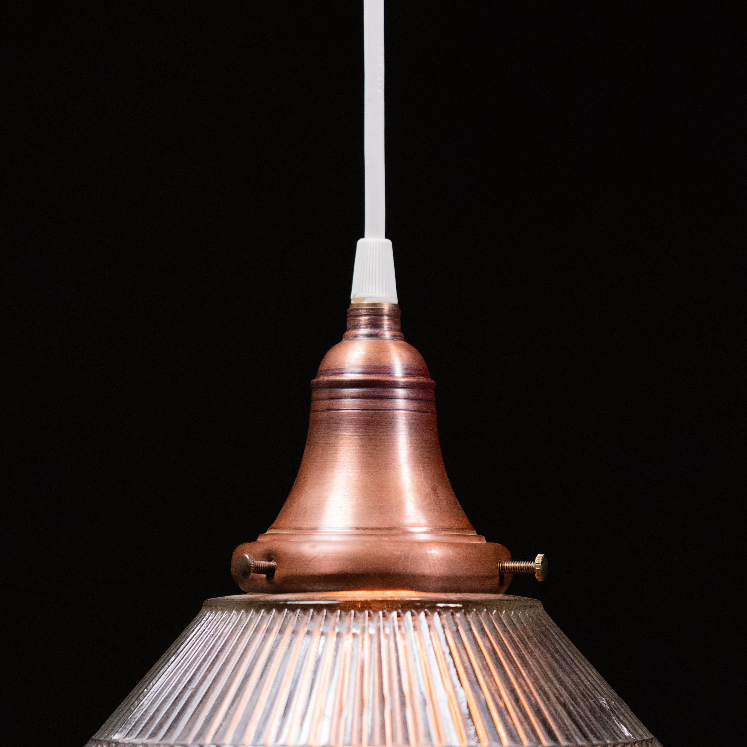 holophane style copper pendant | Scott Landon Antiques and Interiors.